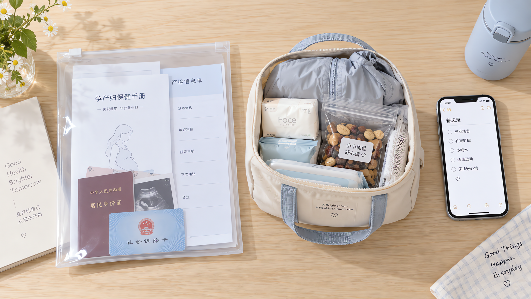 孕早期首诊别背大包：1个文件袋+1个小包就够