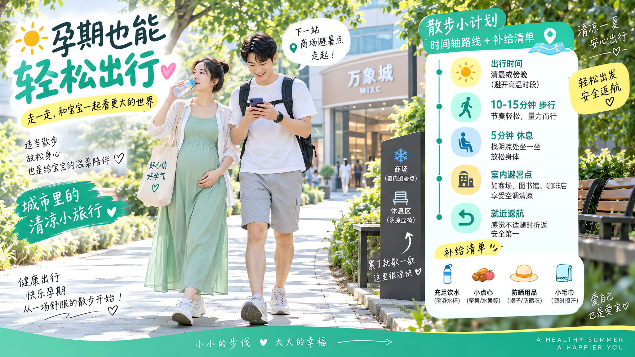 孕中期小暑周末怎么出门不累：半天清凉路线模板