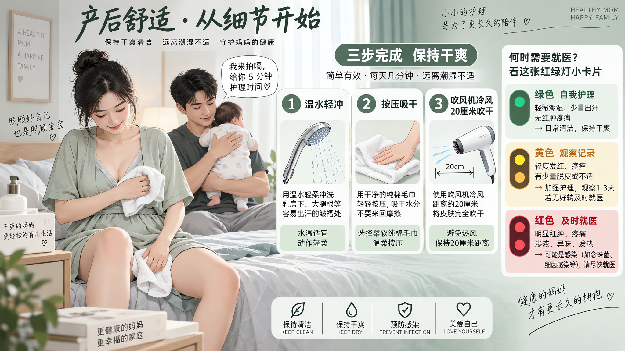 产后皱褶红痒刺痛别扑粉 3步干燥处方