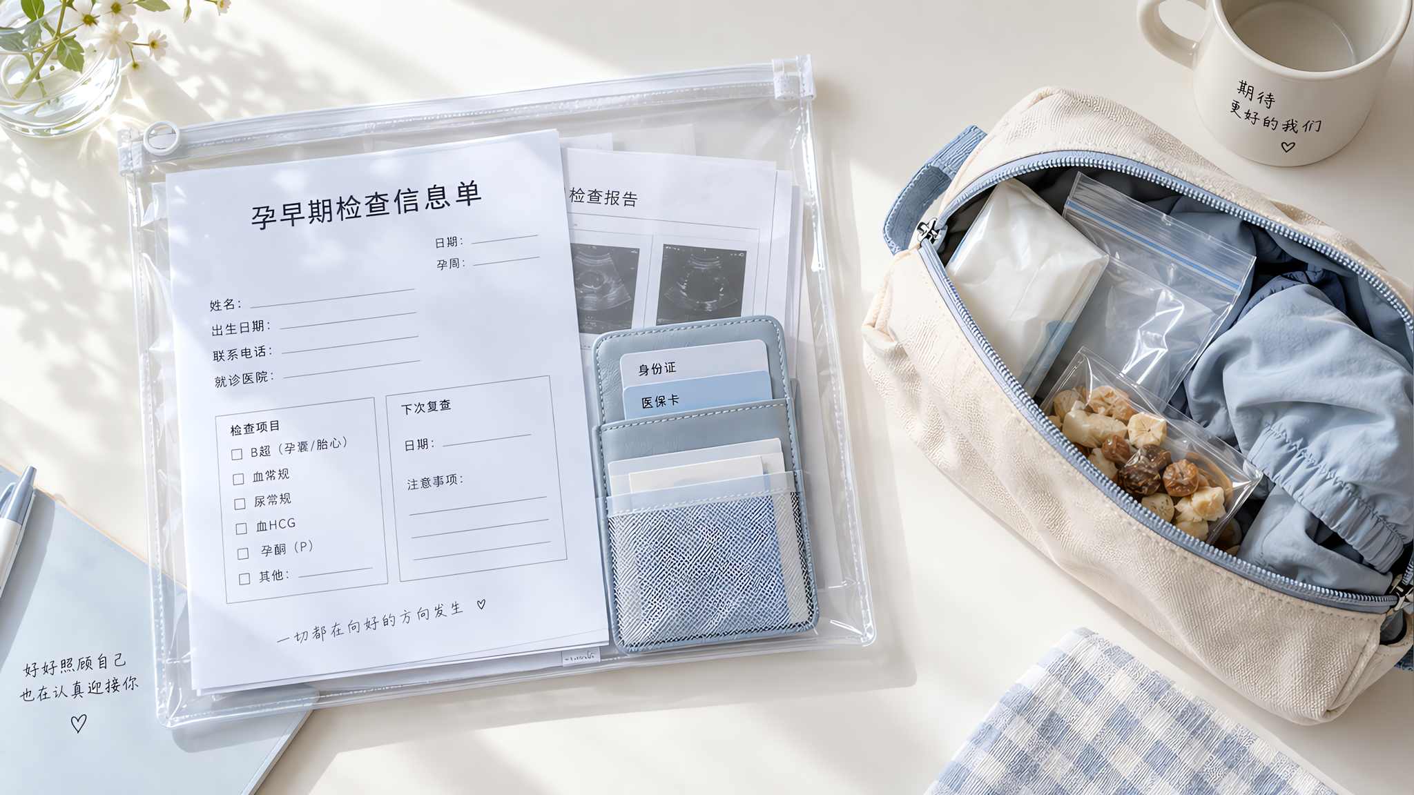 孕早期首诊别背大包：1个文件袋+1个小包就够