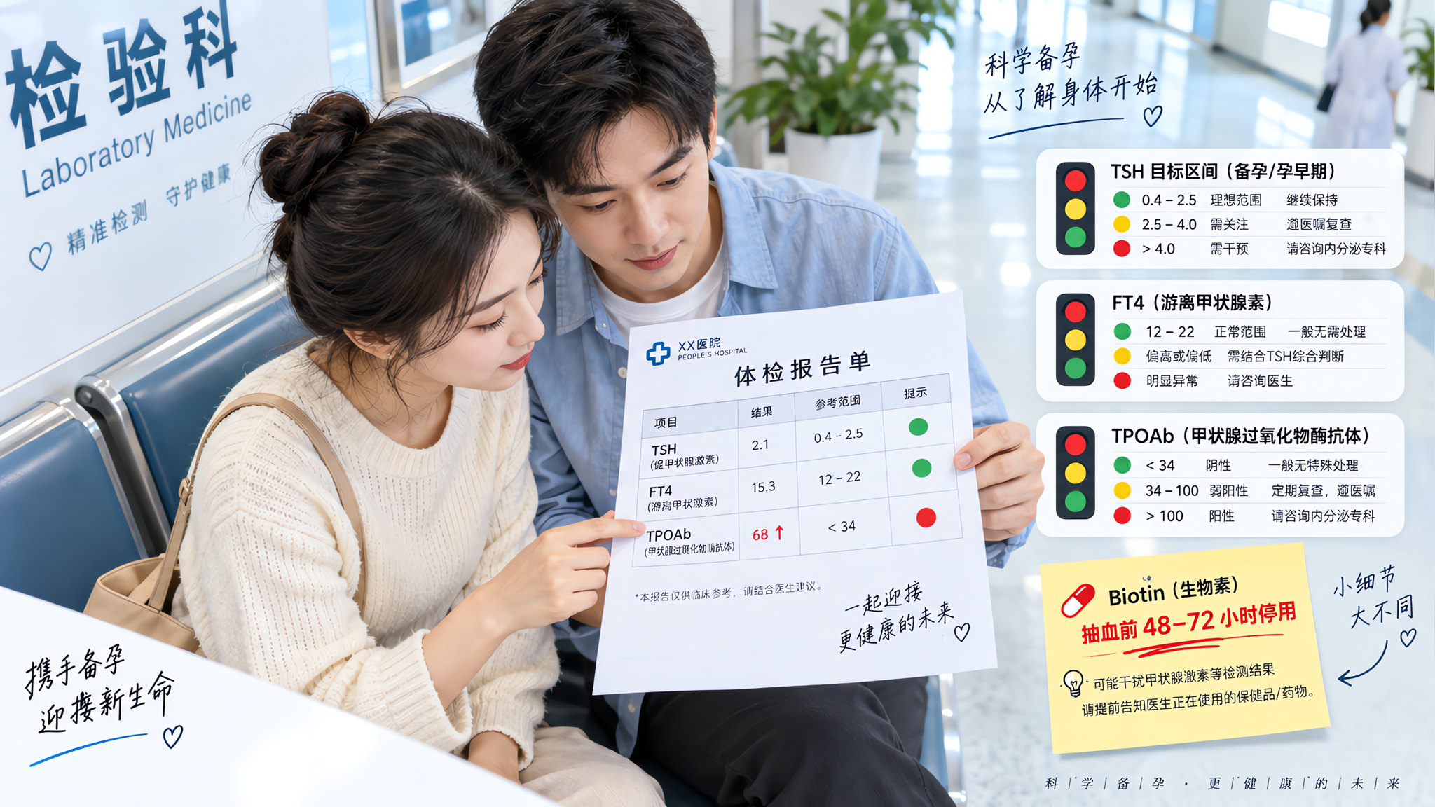 备孕甲功被标红怎么办：TSH、FT4、TPOAb三步看懂