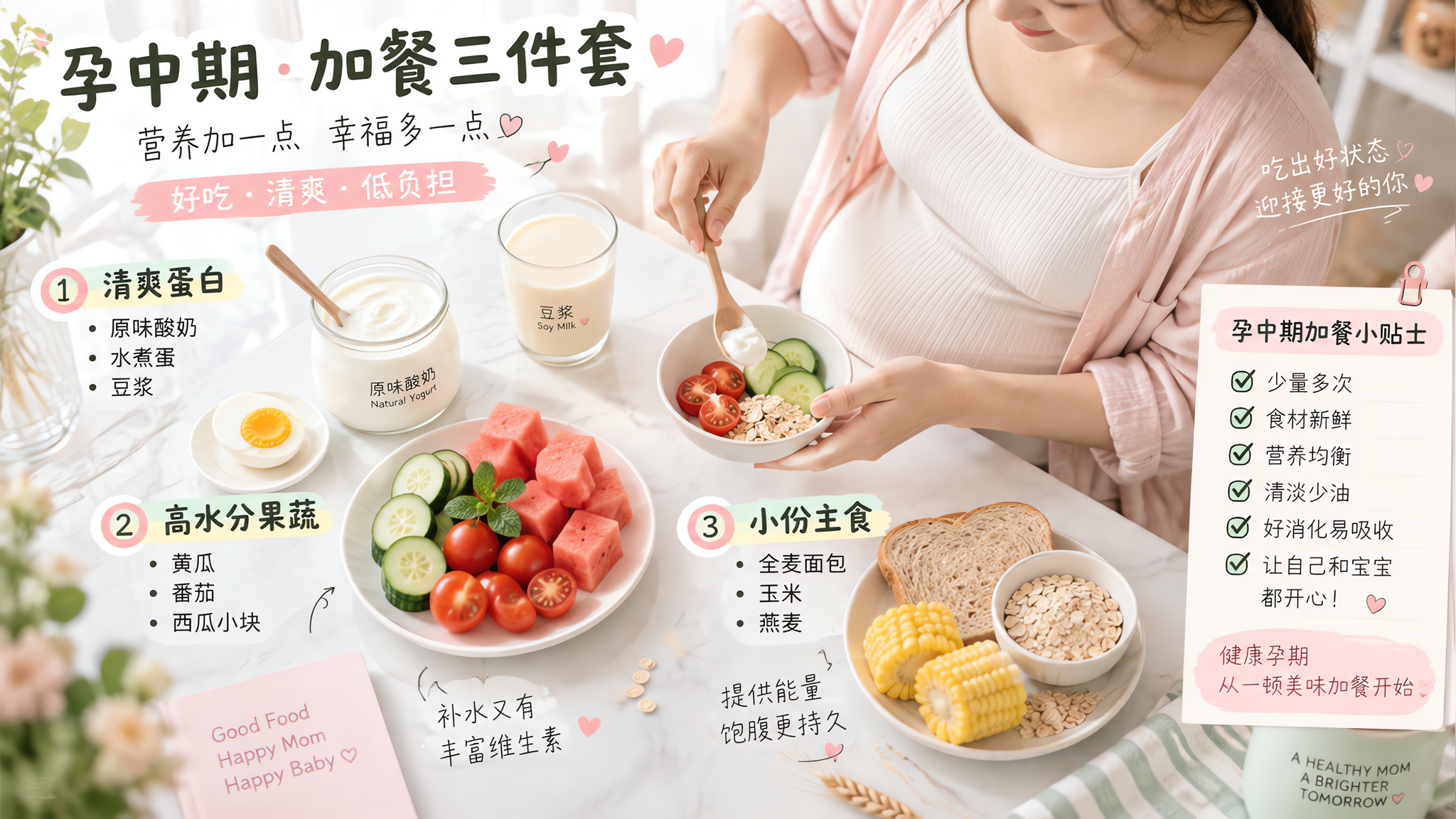 孕中期小暑加餐公式：清爽顶饱不闷胃