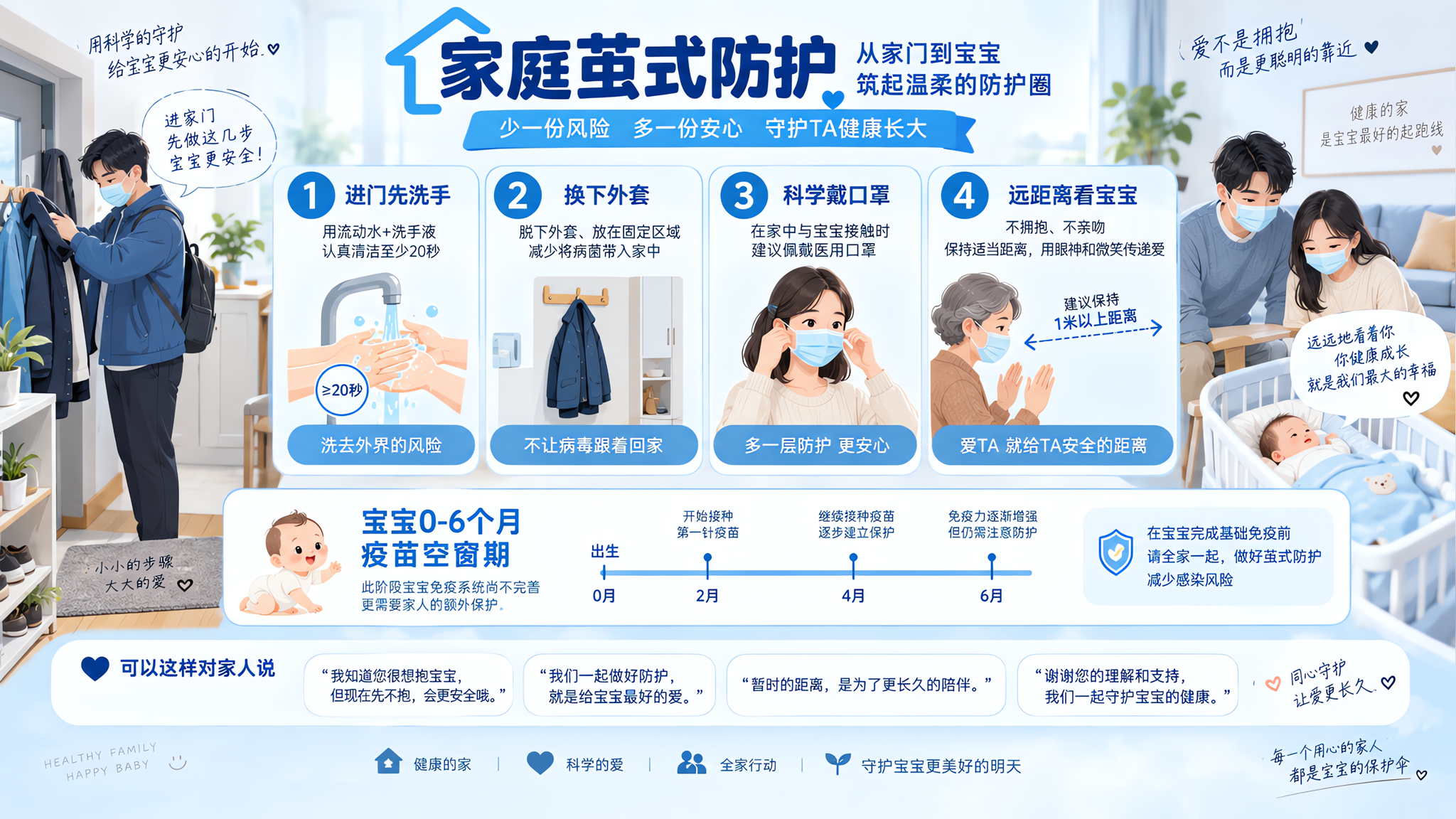 国庆亲戚想抱娃：6个月内防流感靠全家这4步