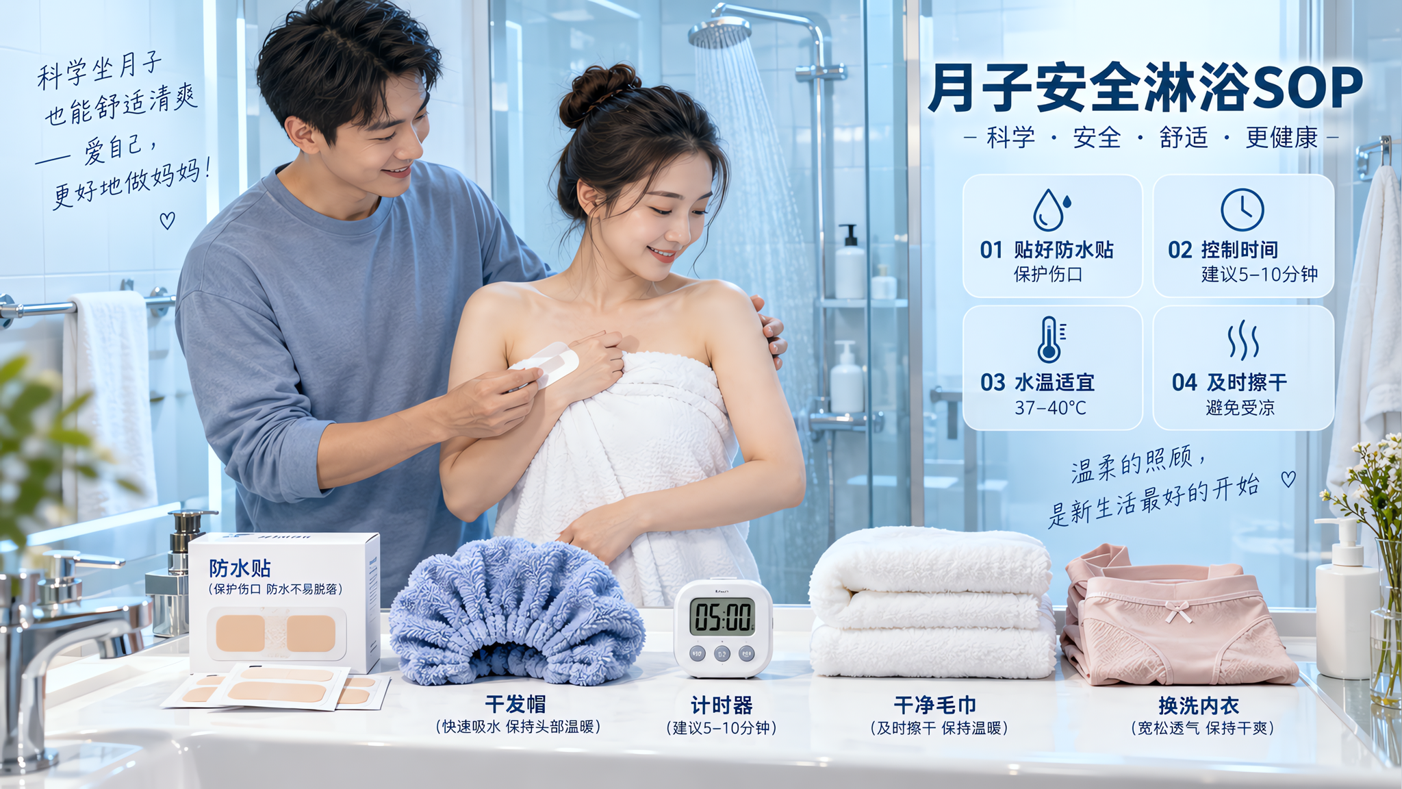 小暑坐月子别硬扛：顺产剖宫产安全洗澡洗头SOP