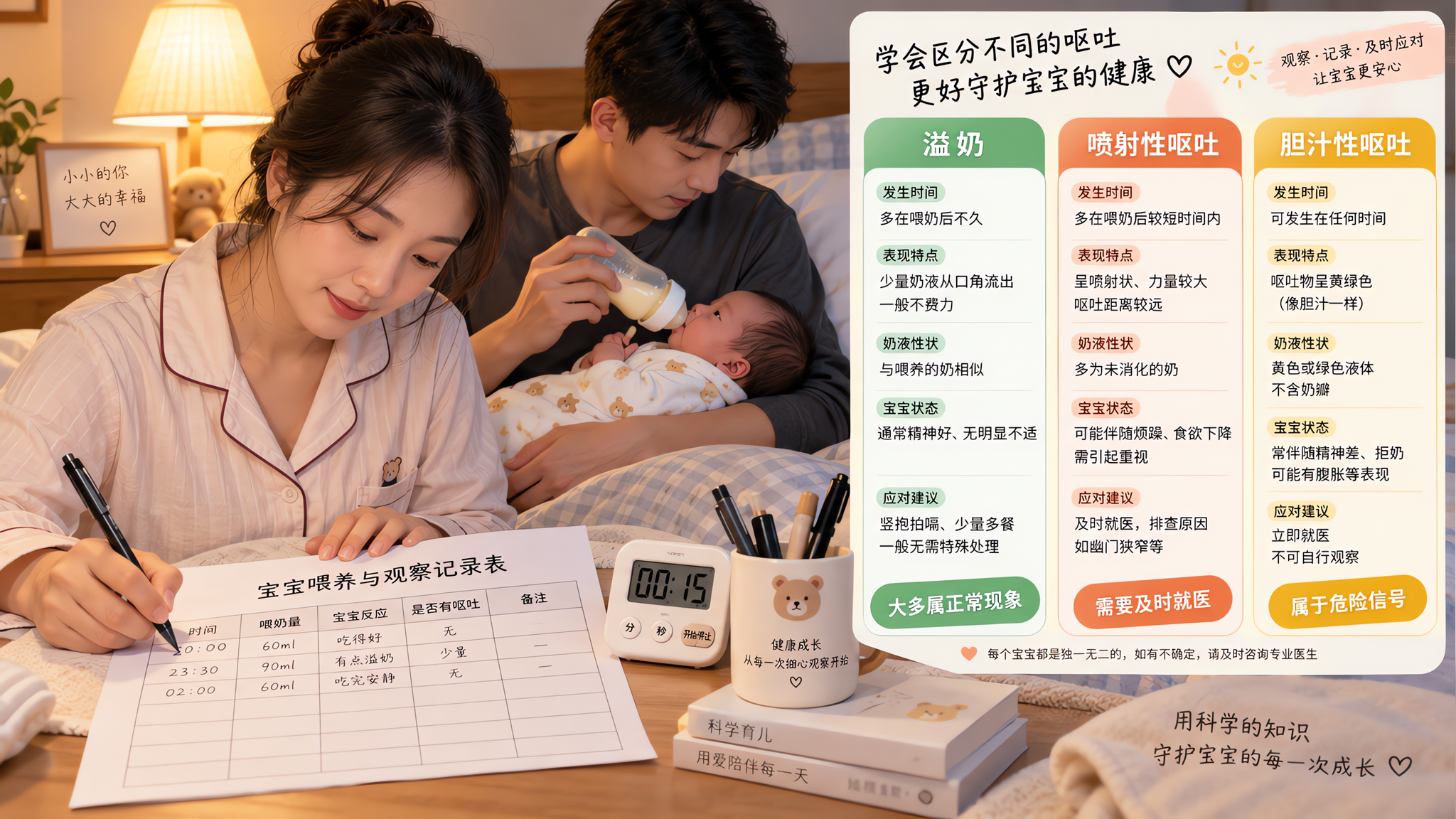 新生儿吐奶像喷泉？4条红线立刻就医