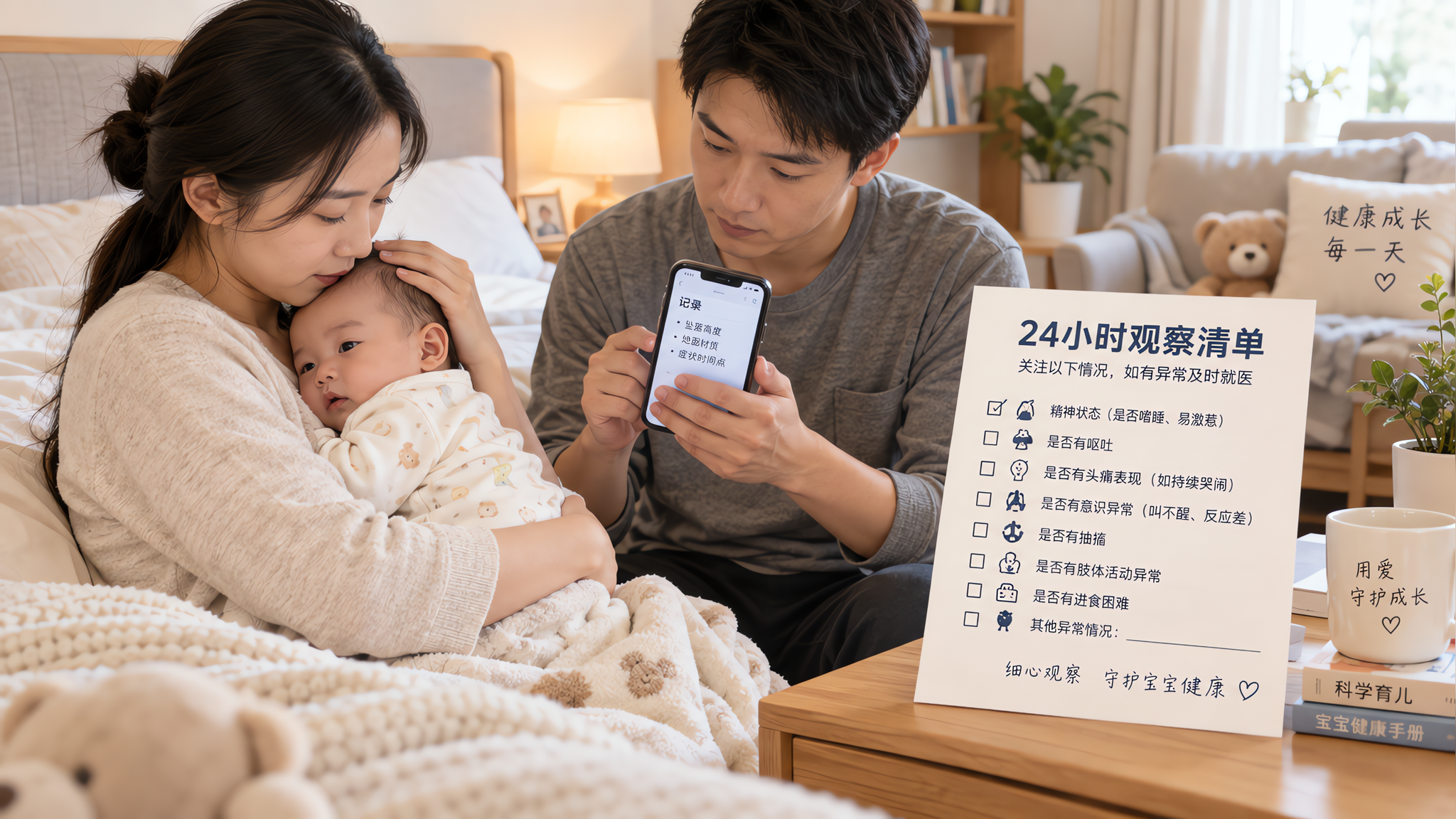 宝宝坠床后别急着摇醒：24小时观察表+就医红线