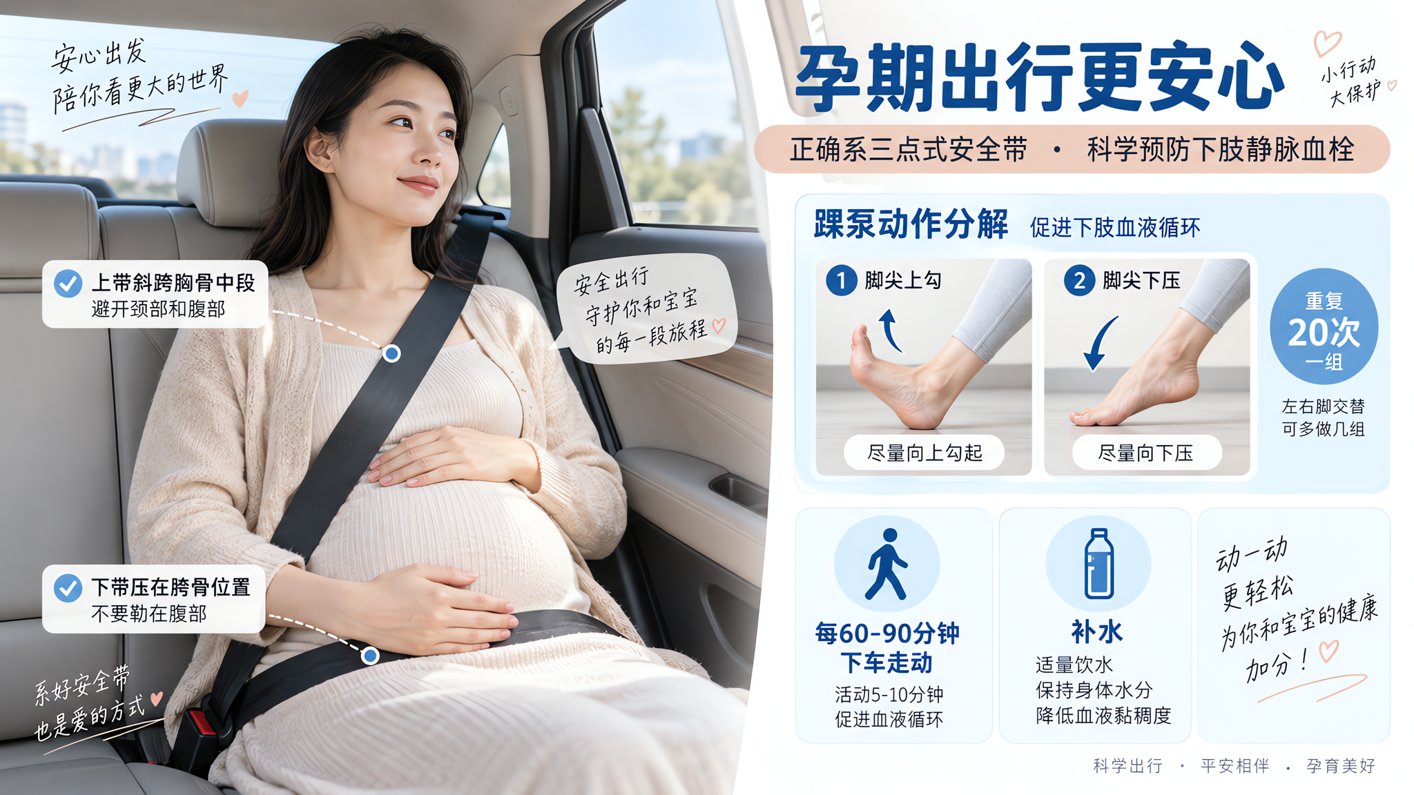 孕妈长途坐车别硬扛 这套防血栓SOP照做