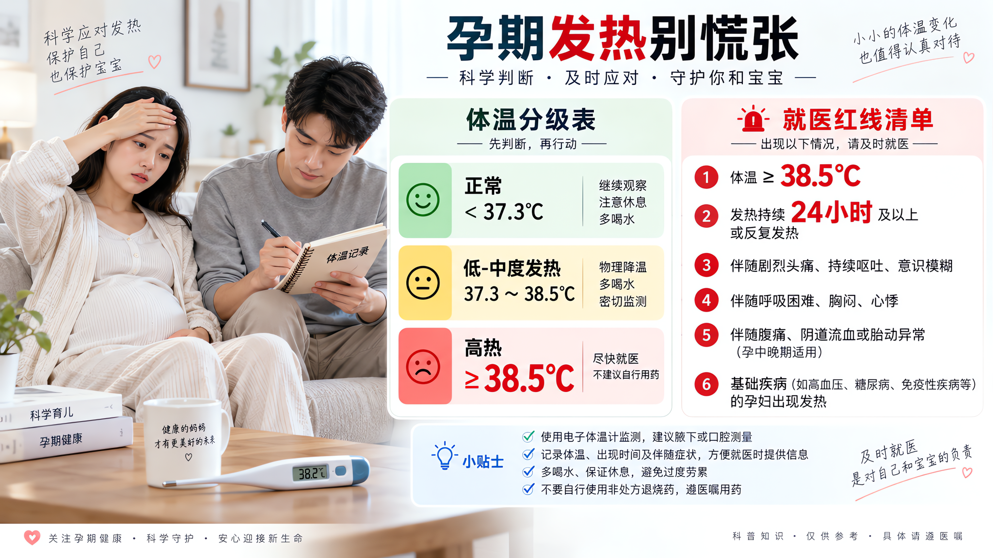 孕早期发烧别硬扛：38.5℃和这些情况立刻就医