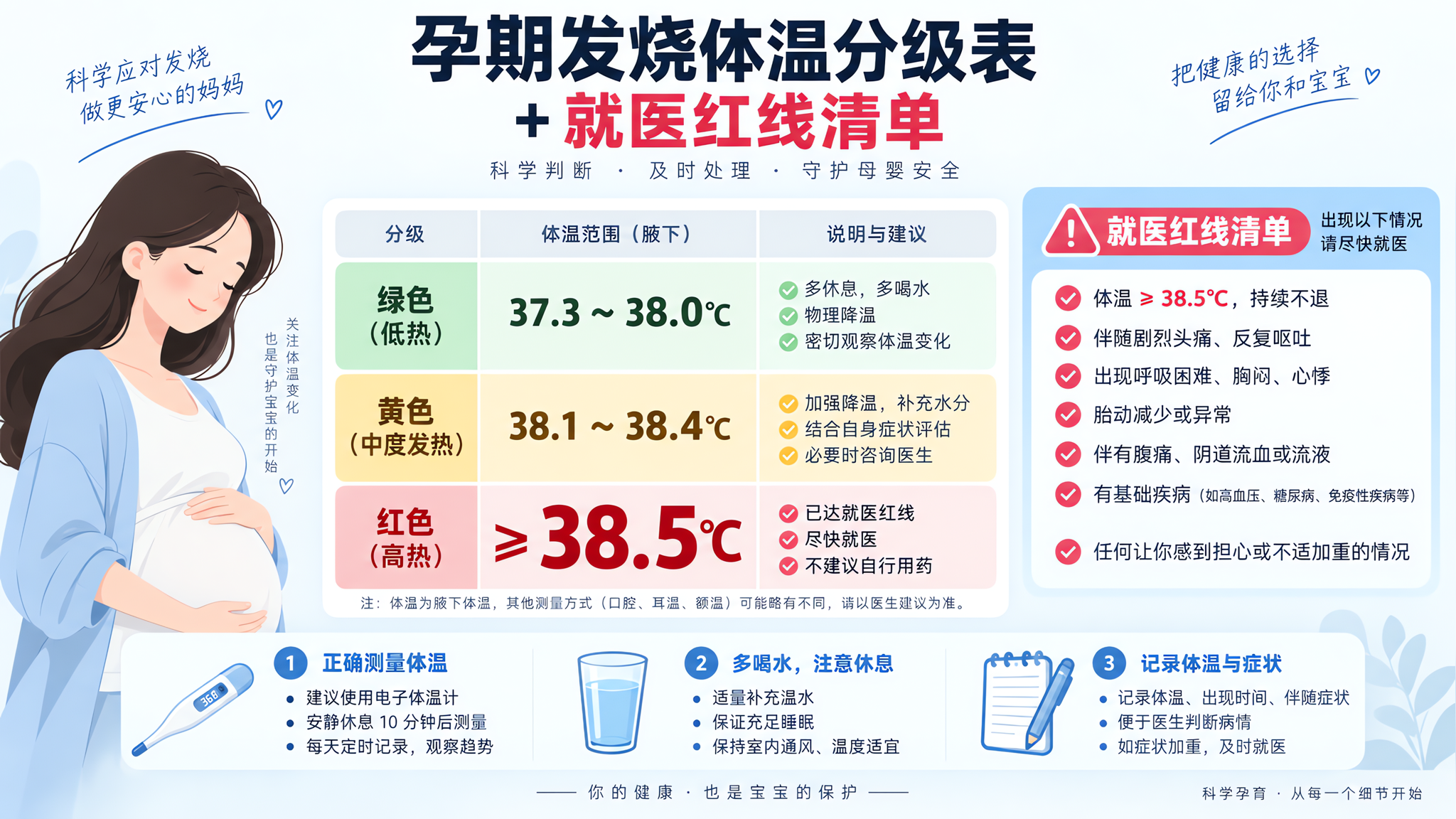 孕早期发烧别硬扛：38.5℃和这几种情况立刻就医