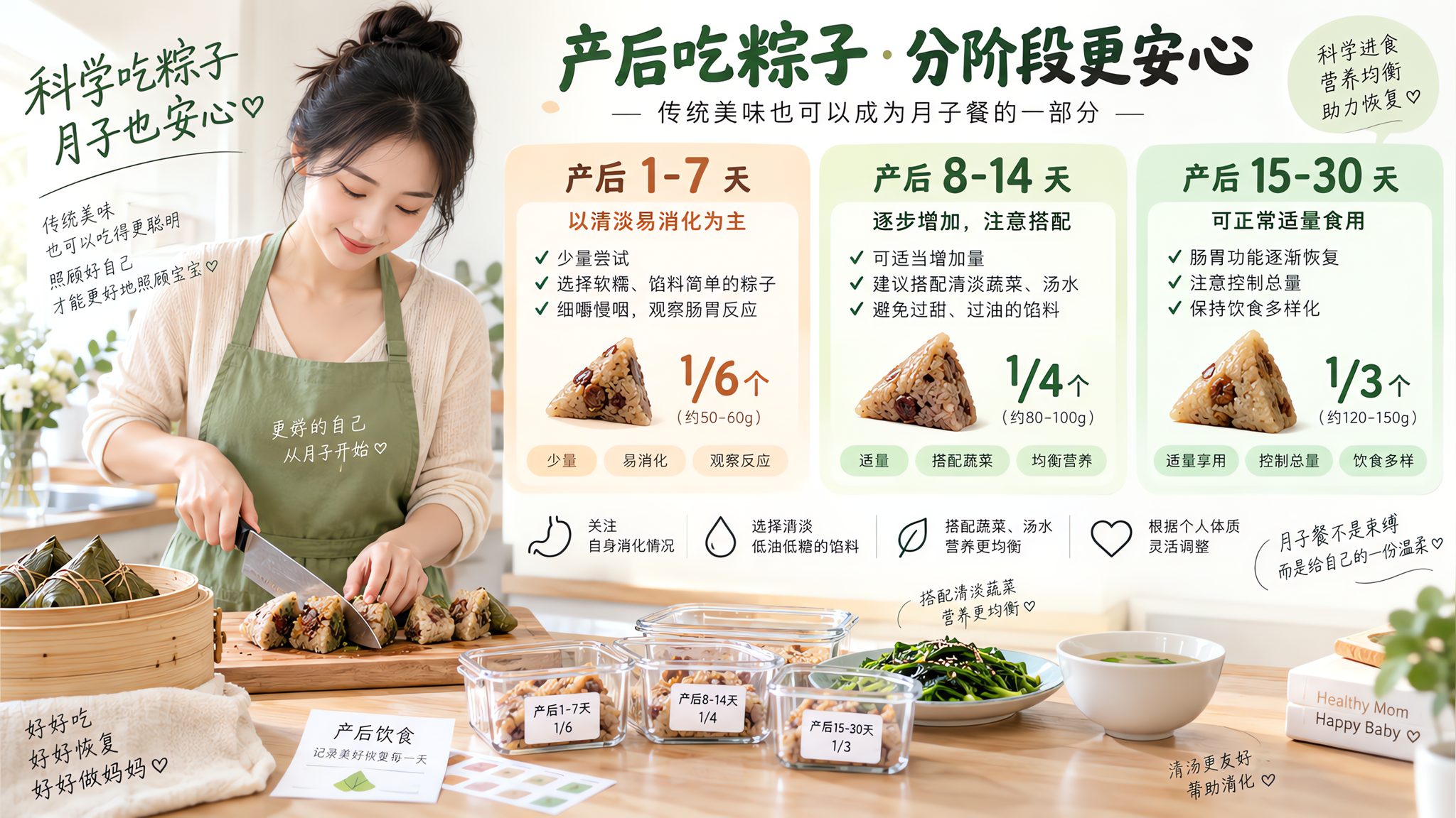 产后剩粽子别硬吃：按天数一张表定份量和吃法