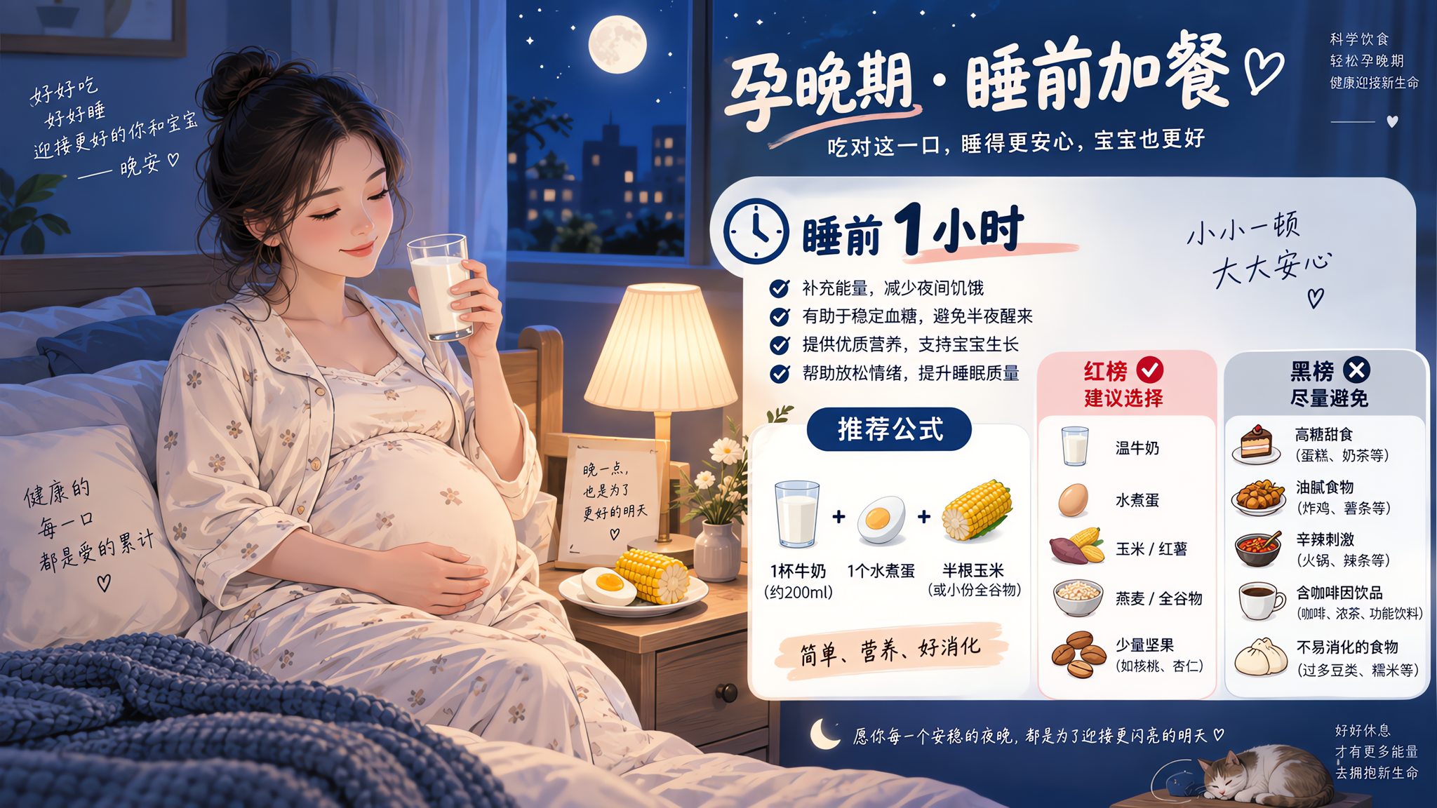 孕晚期凌晨饿醒心慌？睡前加餐公式稳住一整夜