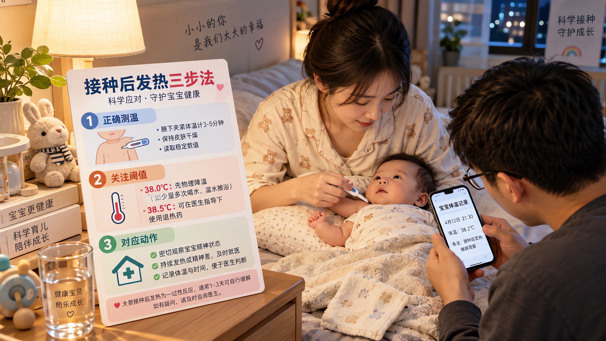 宝宝打疫苗后38℃别慌：三步判定观察用药就医