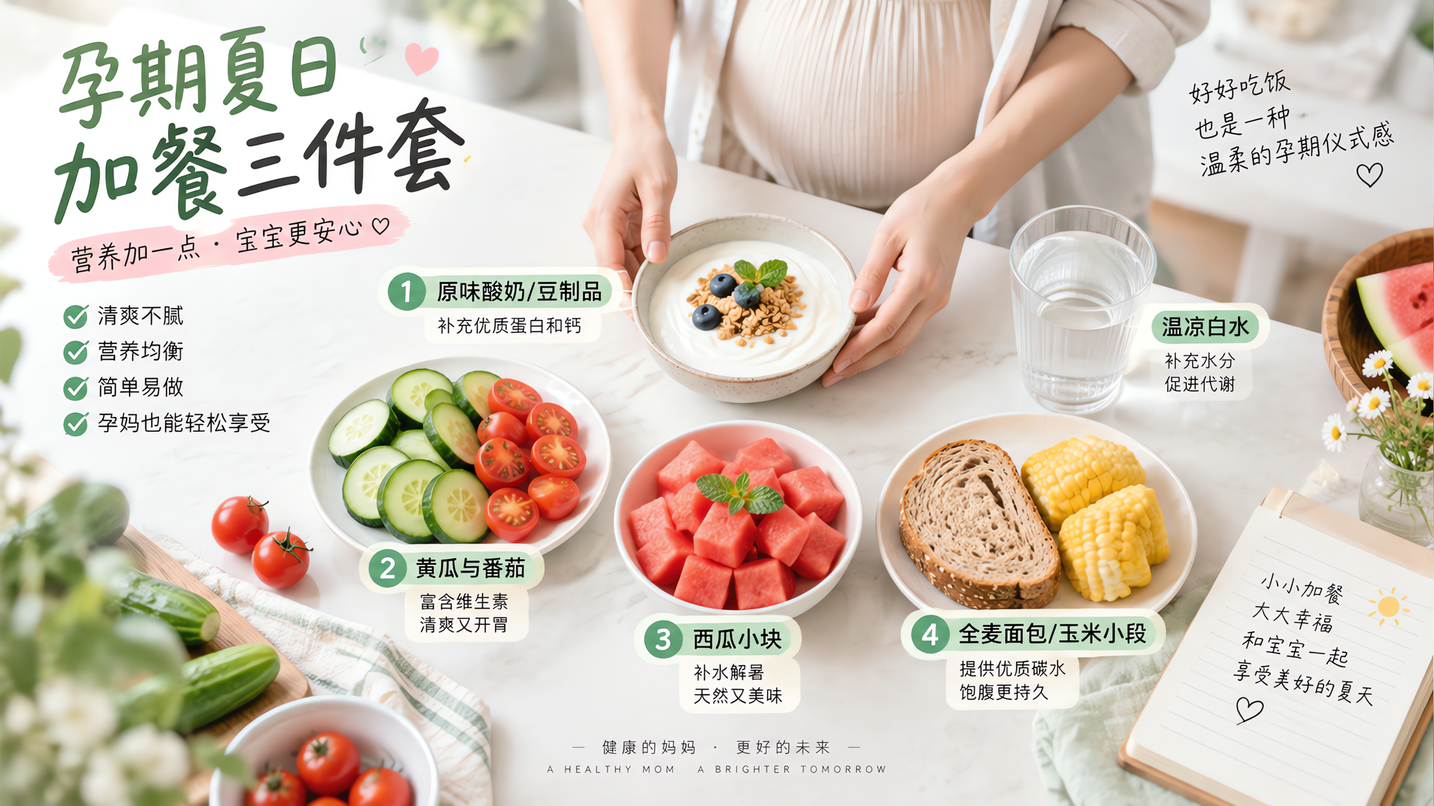 孕中期小暑加餐公式：清爽顶饿不闷胃