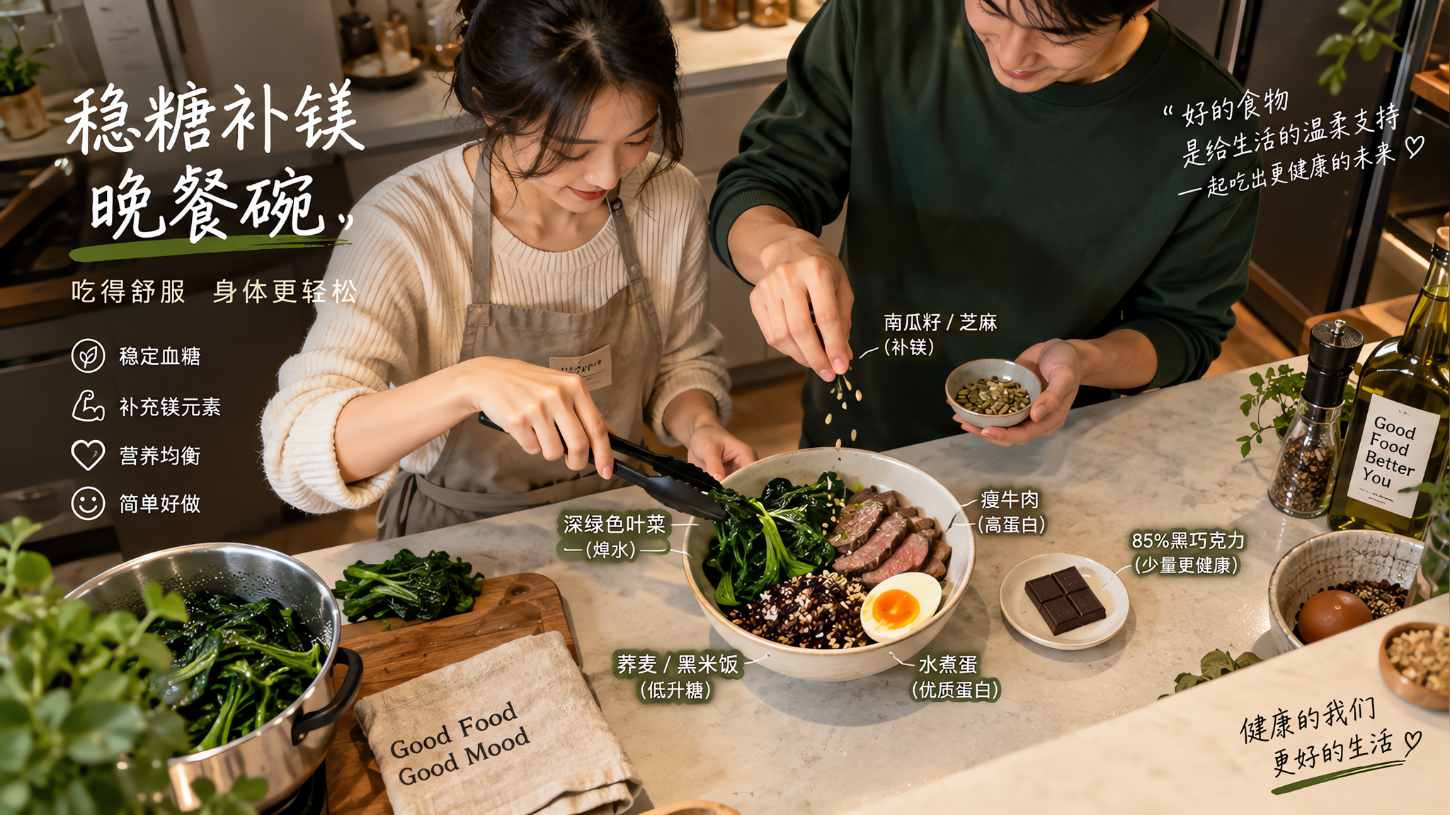 晚餐只吃沙拉还半夜饿醒？试试15分钟补镁稳糖碗