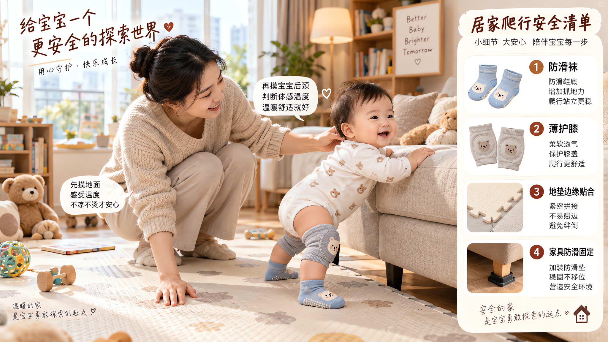 7-12个月爬行扶站：穿袜还是光脚？先摸这两处