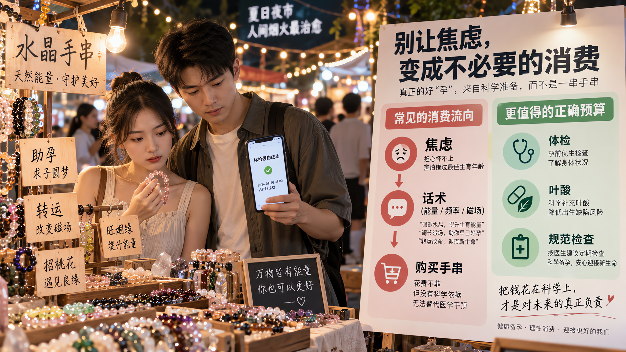 夜市水晶能“催好孕”？它催的多半是消费