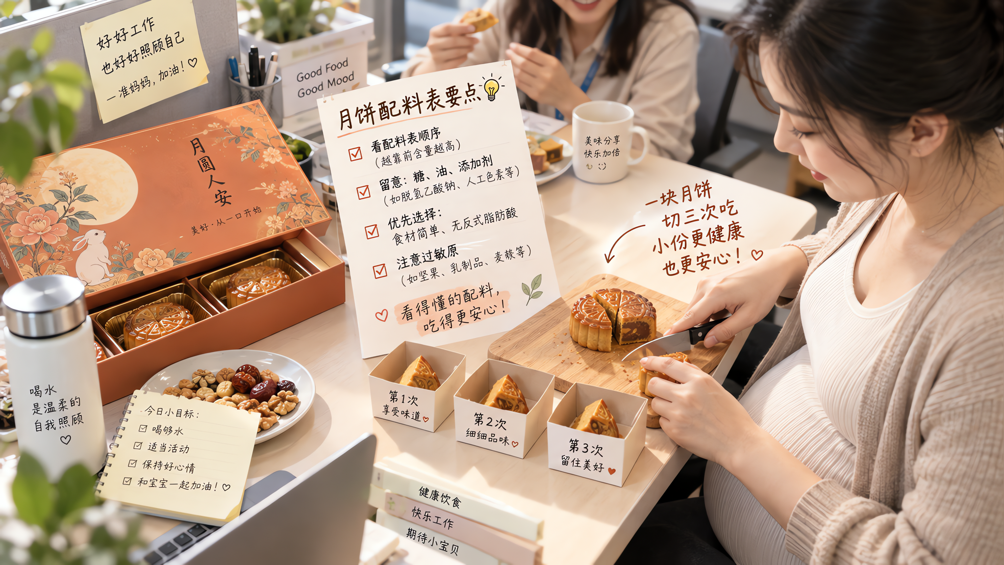 孕期月饼别硬吃：一块拆三次更稳