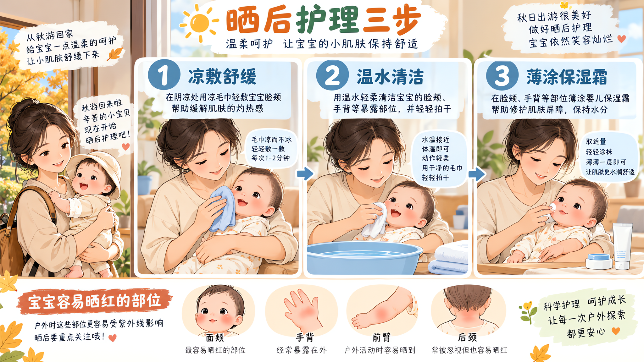 国庆秋游后宝宝脸红发烫？先别当湿疹乱涂