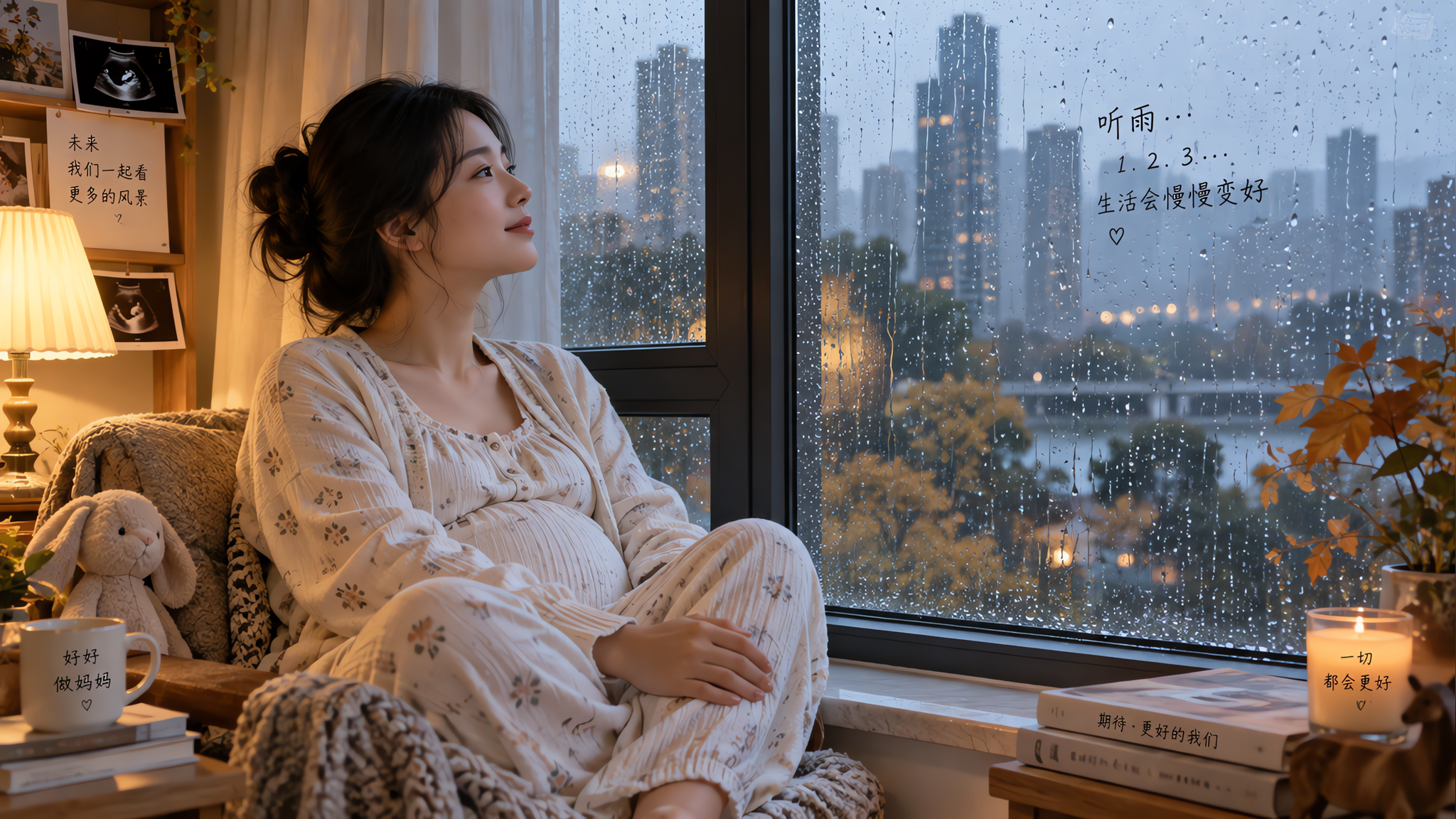 秋雨宅家别硬刷手机：孕妈3分钟数雨滴就能静下来