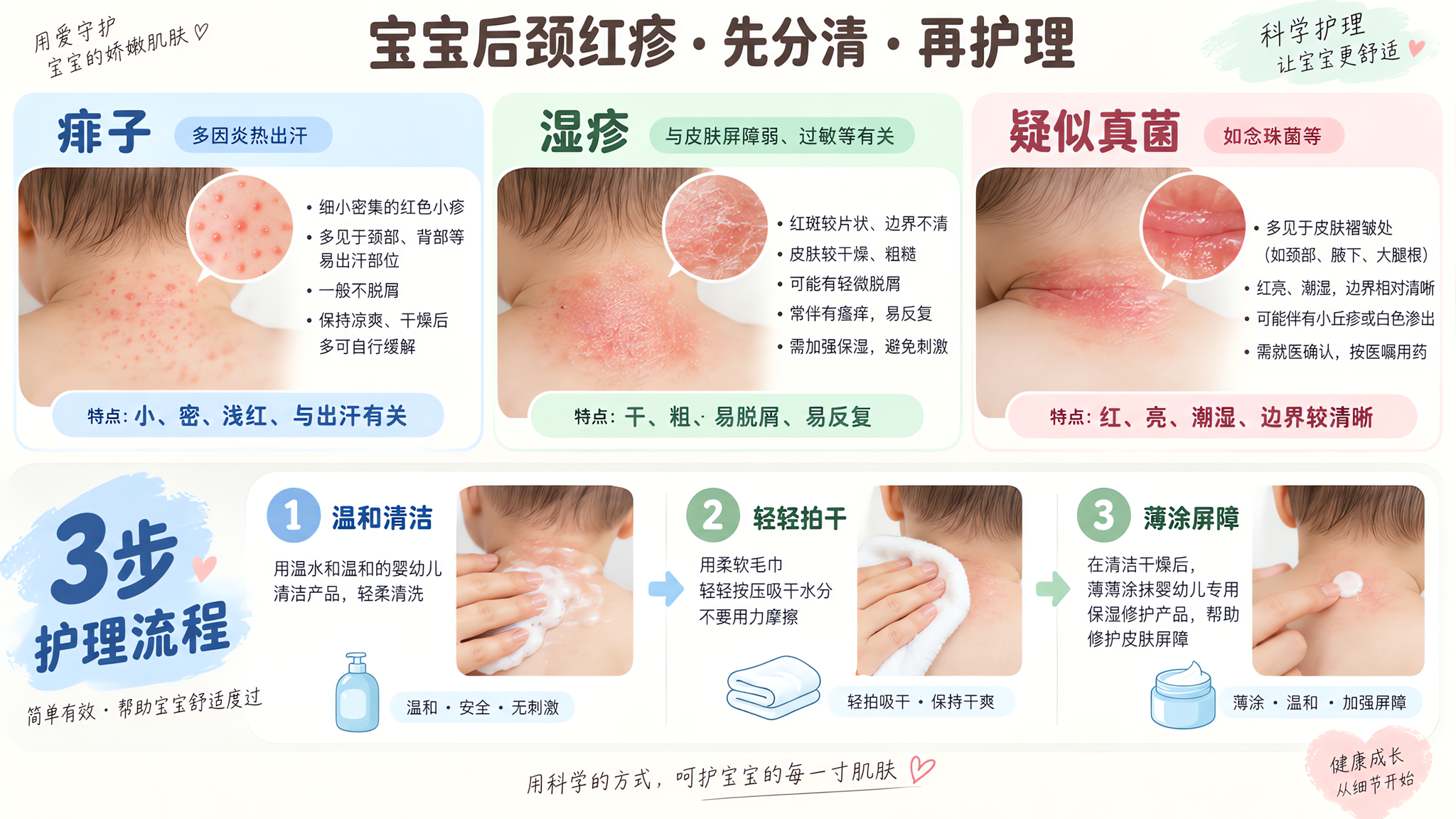 宝宝一出汗就起红疹？3分钟分清痱子湿疹和真菌