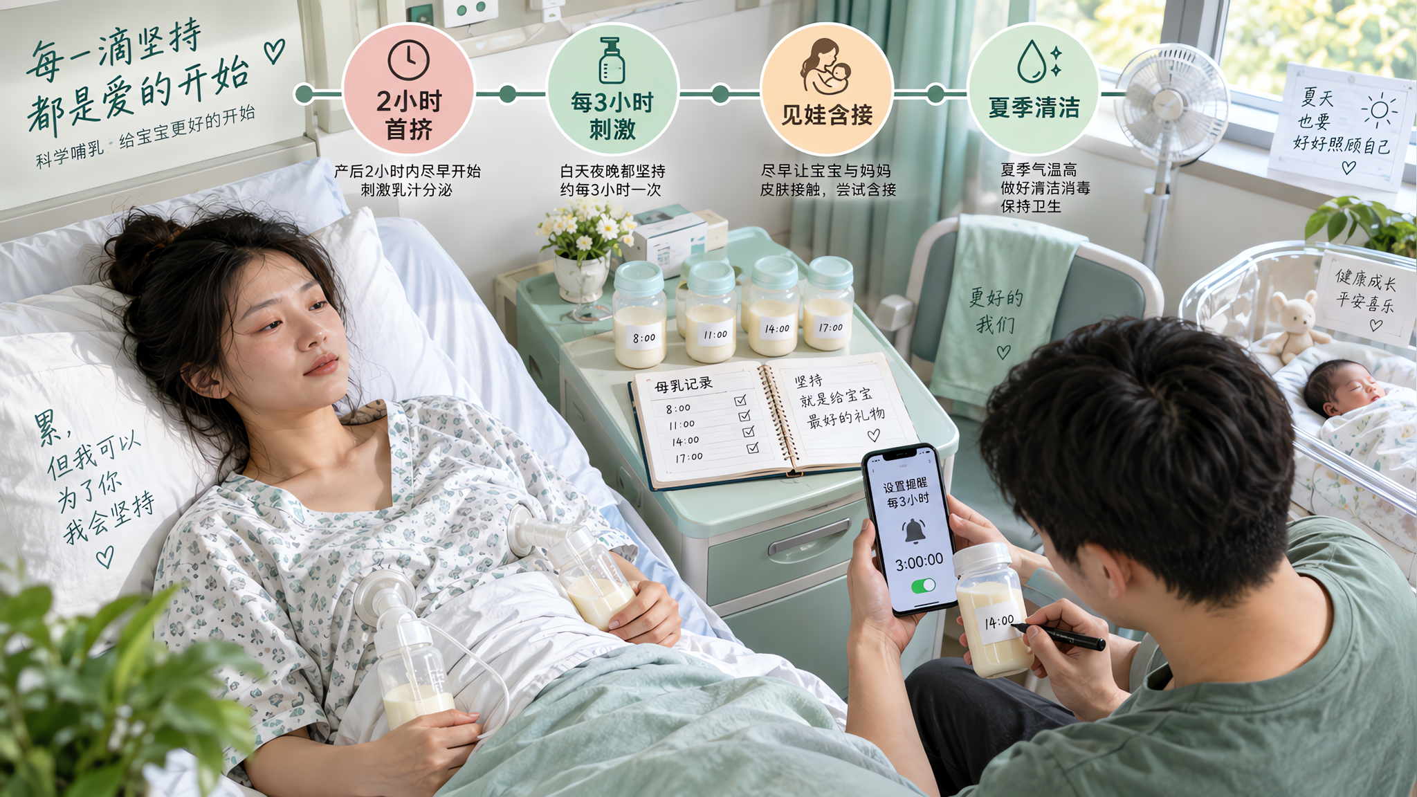 母婴分离别慌：2小时首挤+3小时一轮的母乳保全表