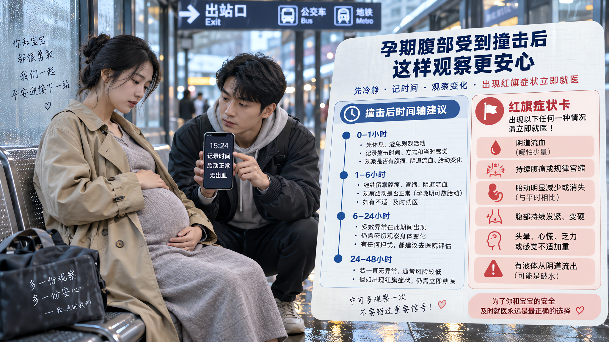 孕晚期摔倒没疼也别硬扛：撞击后观察红线与就医路径