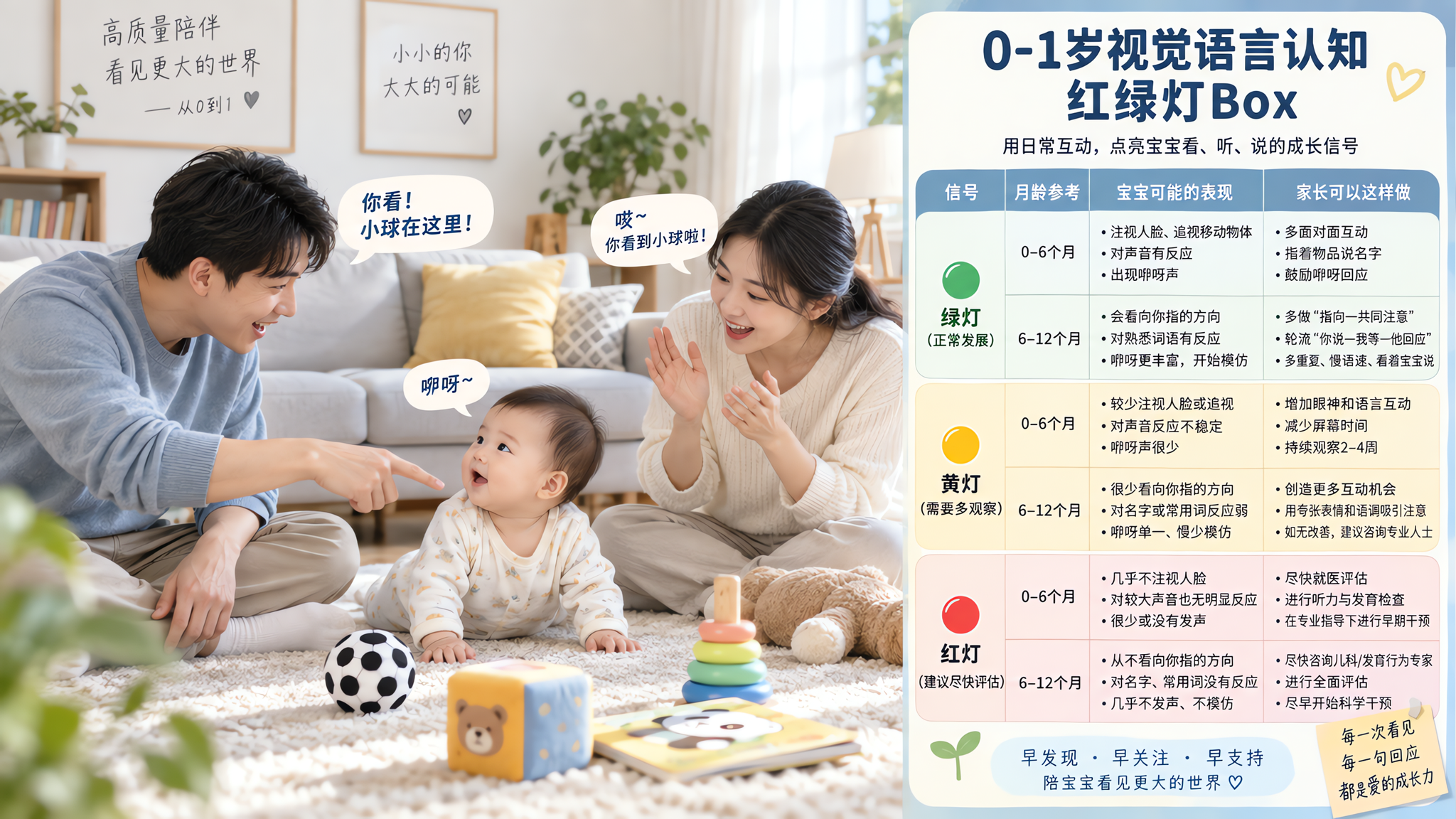 0-1岁语言认知别被测评吓到：红绿灯自查表