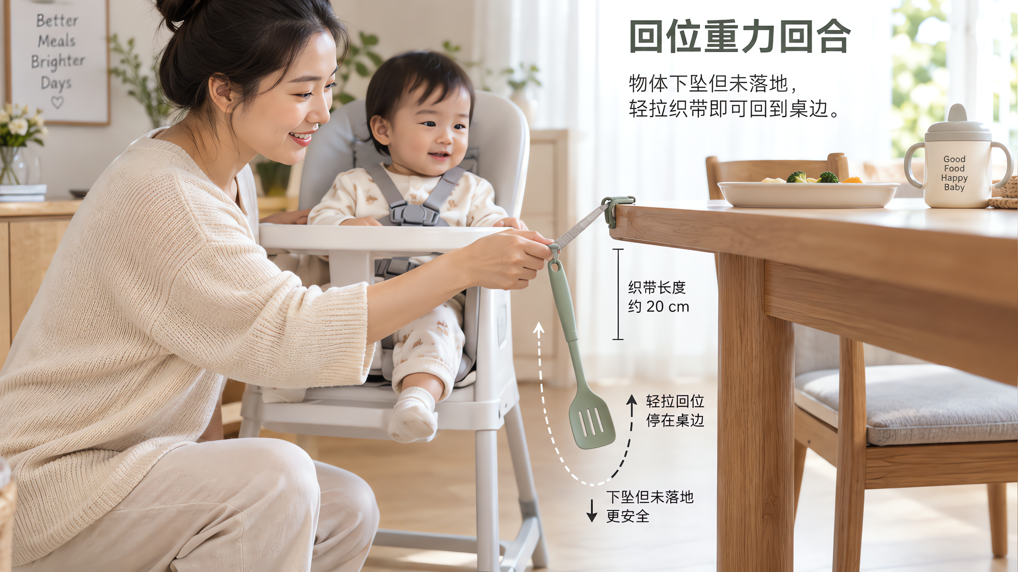 不用弯腰捡：餐椅扔东西回位回合