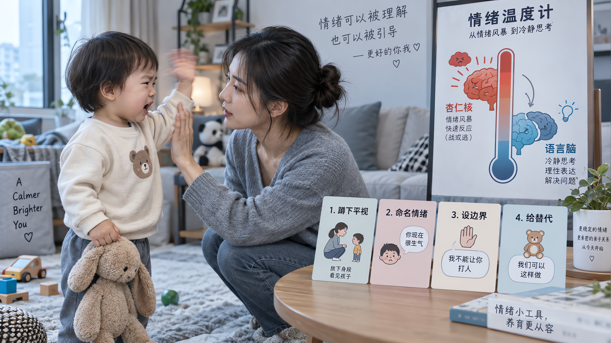 孩子打人尖叫时，先别骂：这4句话能让他更快冷静