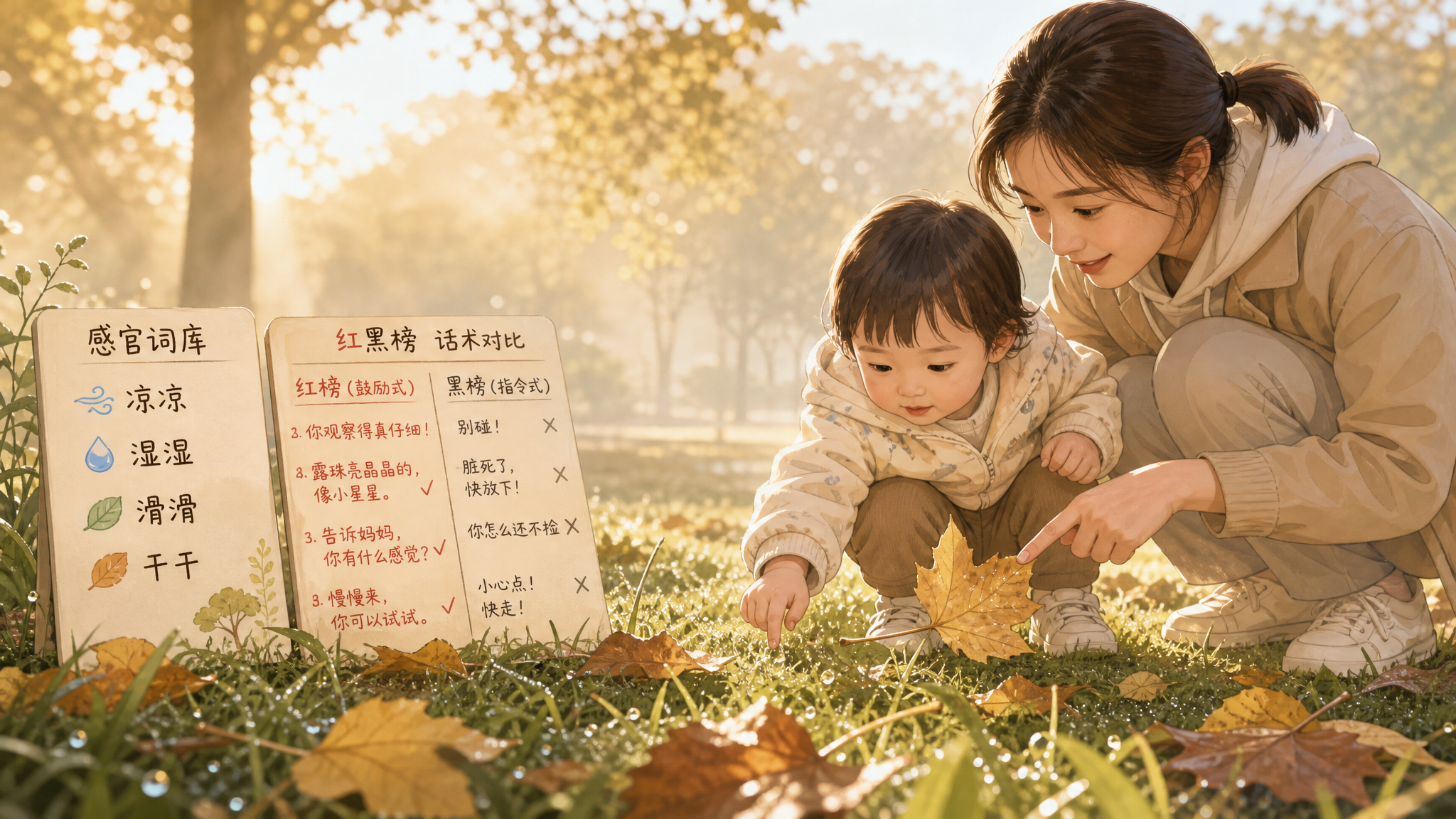 孩子只会指不说？白露后用3步“露珠落叶法”更容易开口