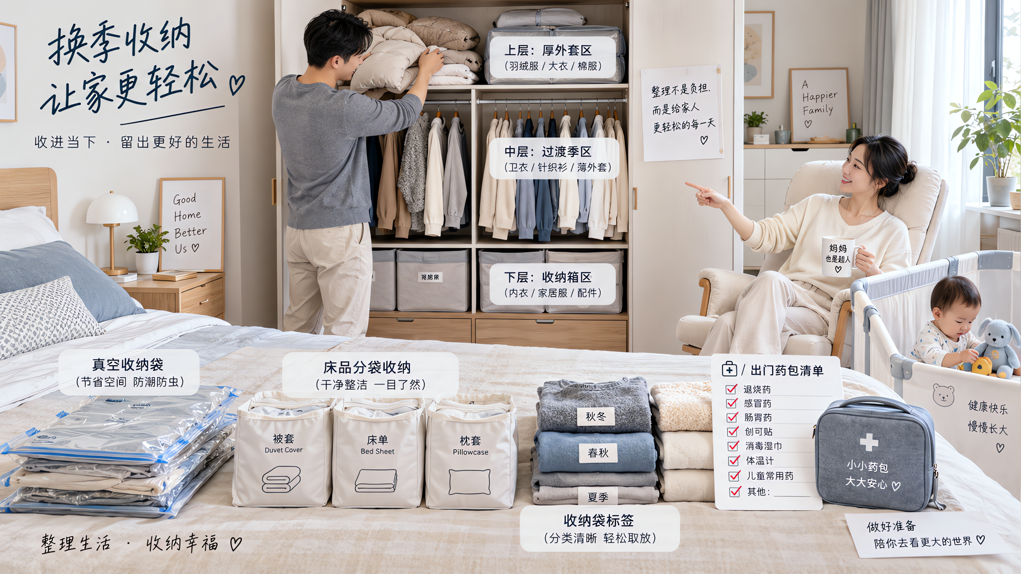 国庆前换季：新手爸爸一张清单承包收纳
