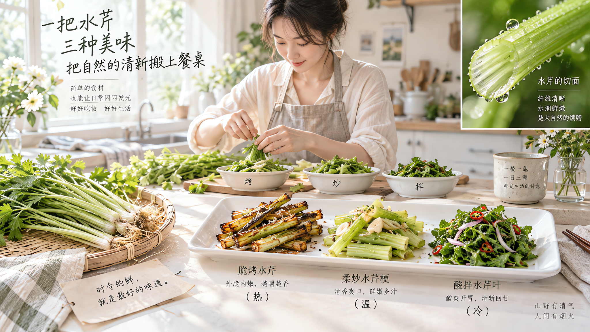 返工后喉咙干又怕喝汤水肿？一把水芹做3种口感