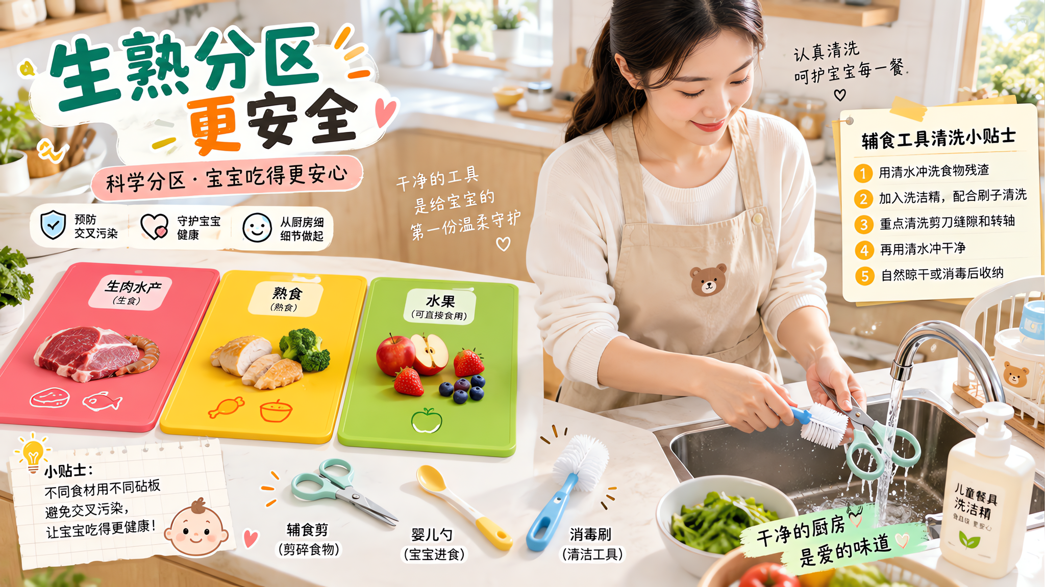秋分后宝宝总拉肚子？先把辅食厨房分成3个区