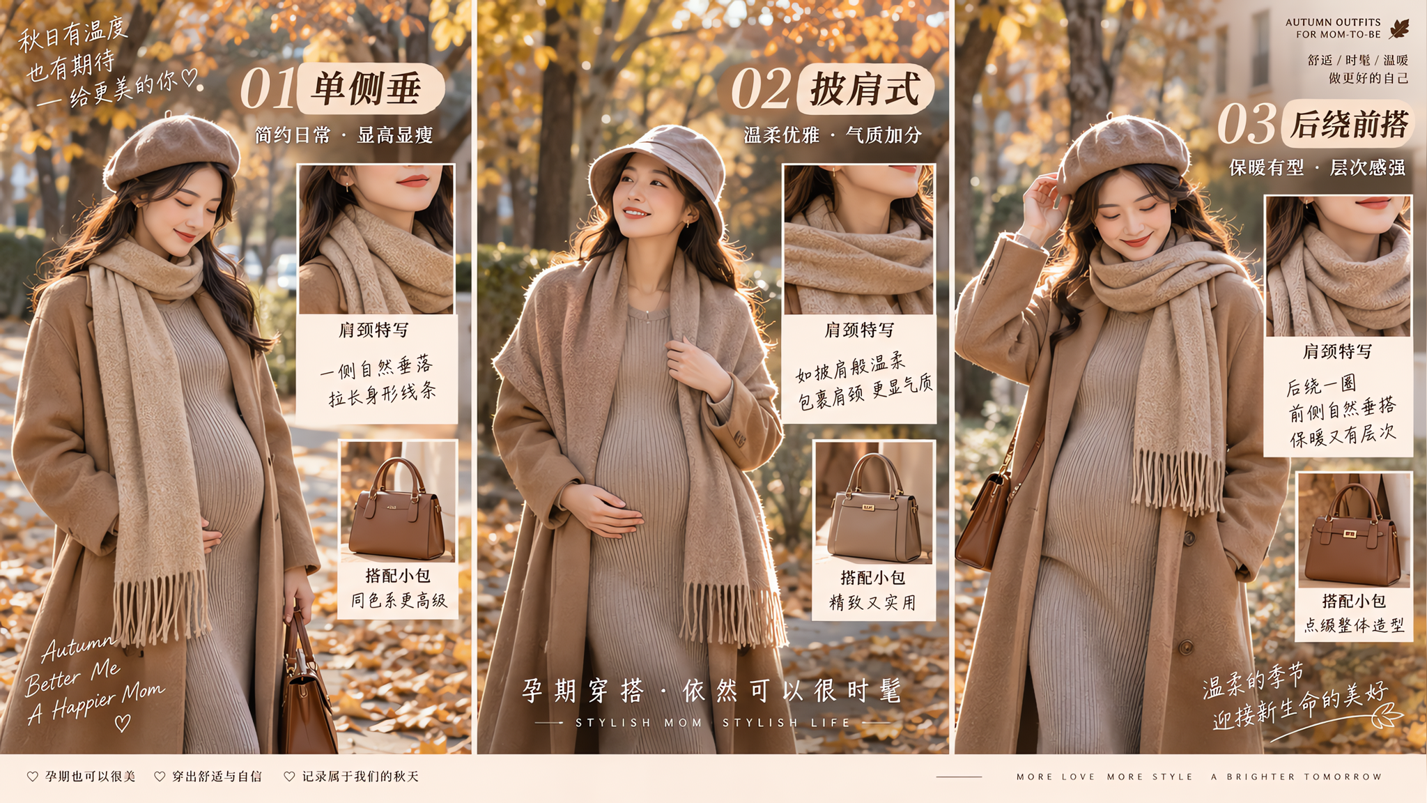 寒露前孕妈这样戴围巾帽子：显瘦保暖不臃肿
