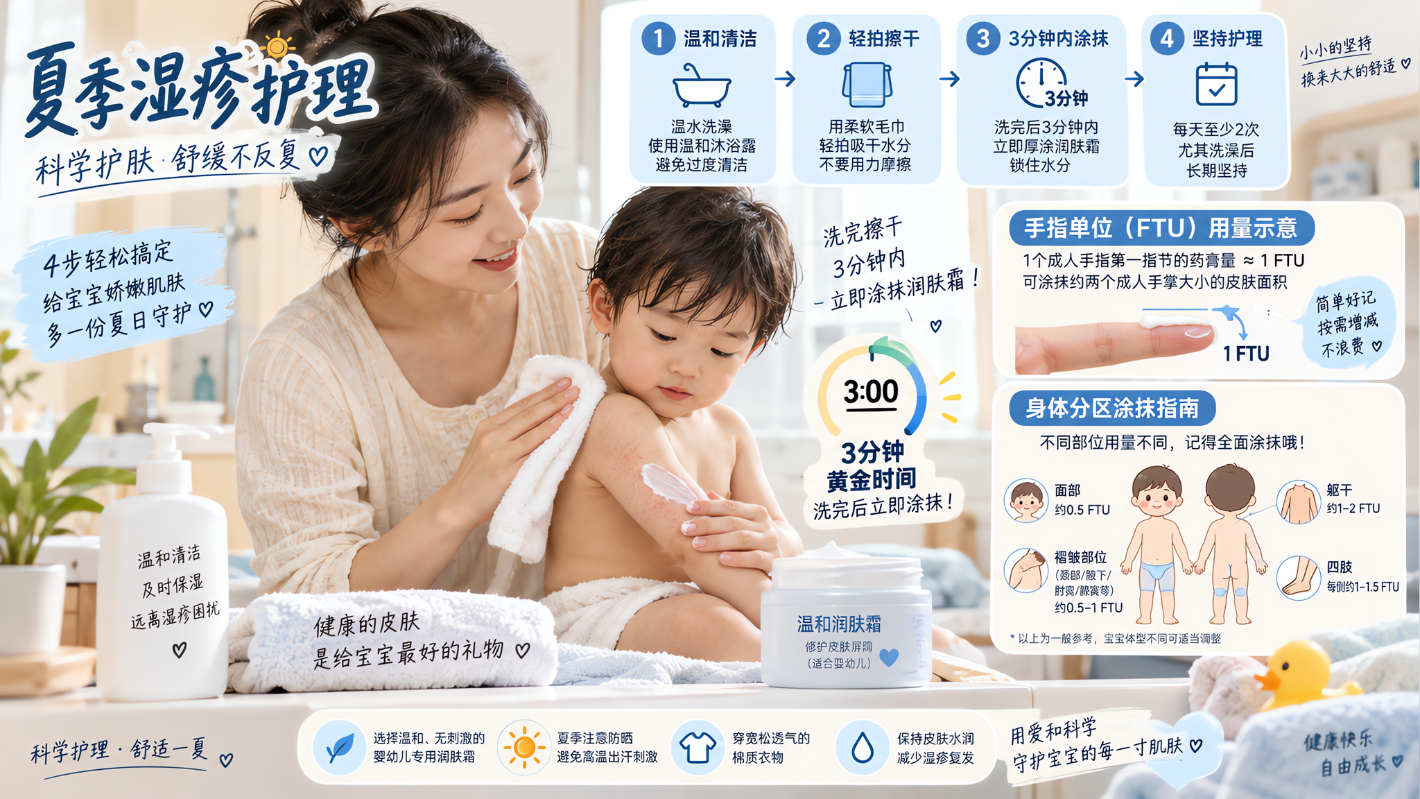 夏天湿疹总反复？照这张“3分钟保湿+阶梯用药”流程走