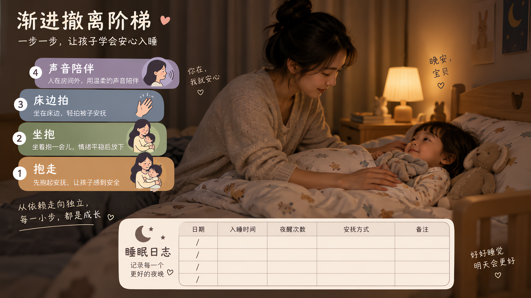 非抱睡不肯睡？用20分钟仪式+渐进撤离，3晚见变化