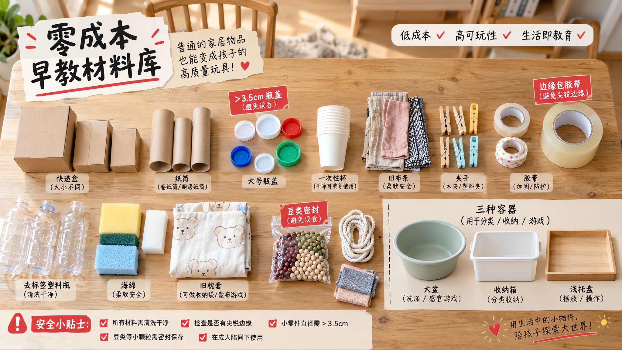 1-3岁别乱买玩具：一套零成本“材料库”更启蒙