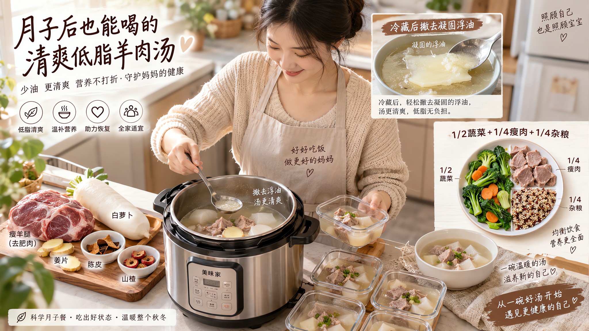 剖腹产坐月子想吃羊肉又怕堵奶？记住这套吃肉不喝油汤