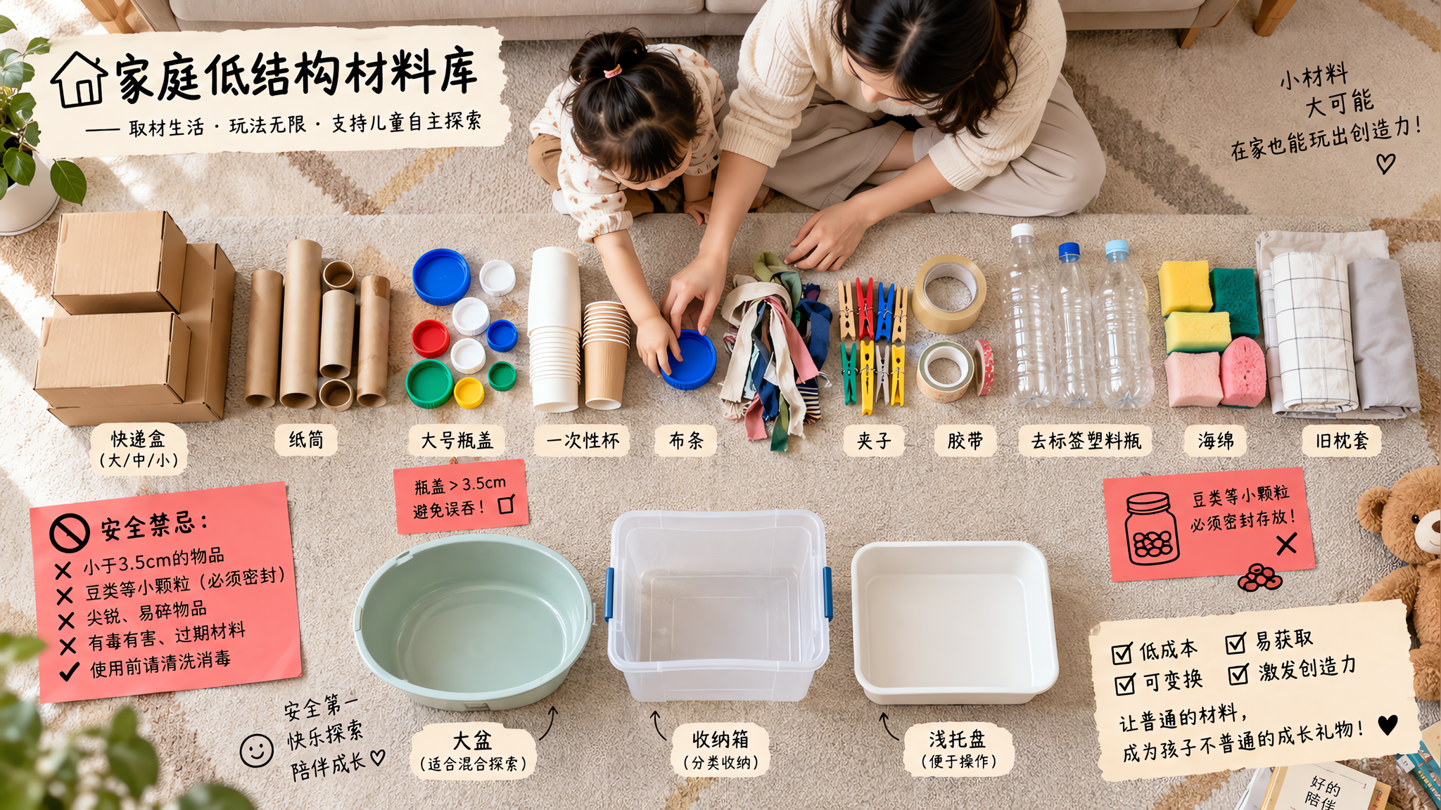 1-3岁别囤贵玩具了：快递盒瓶盖才是启蒙神器