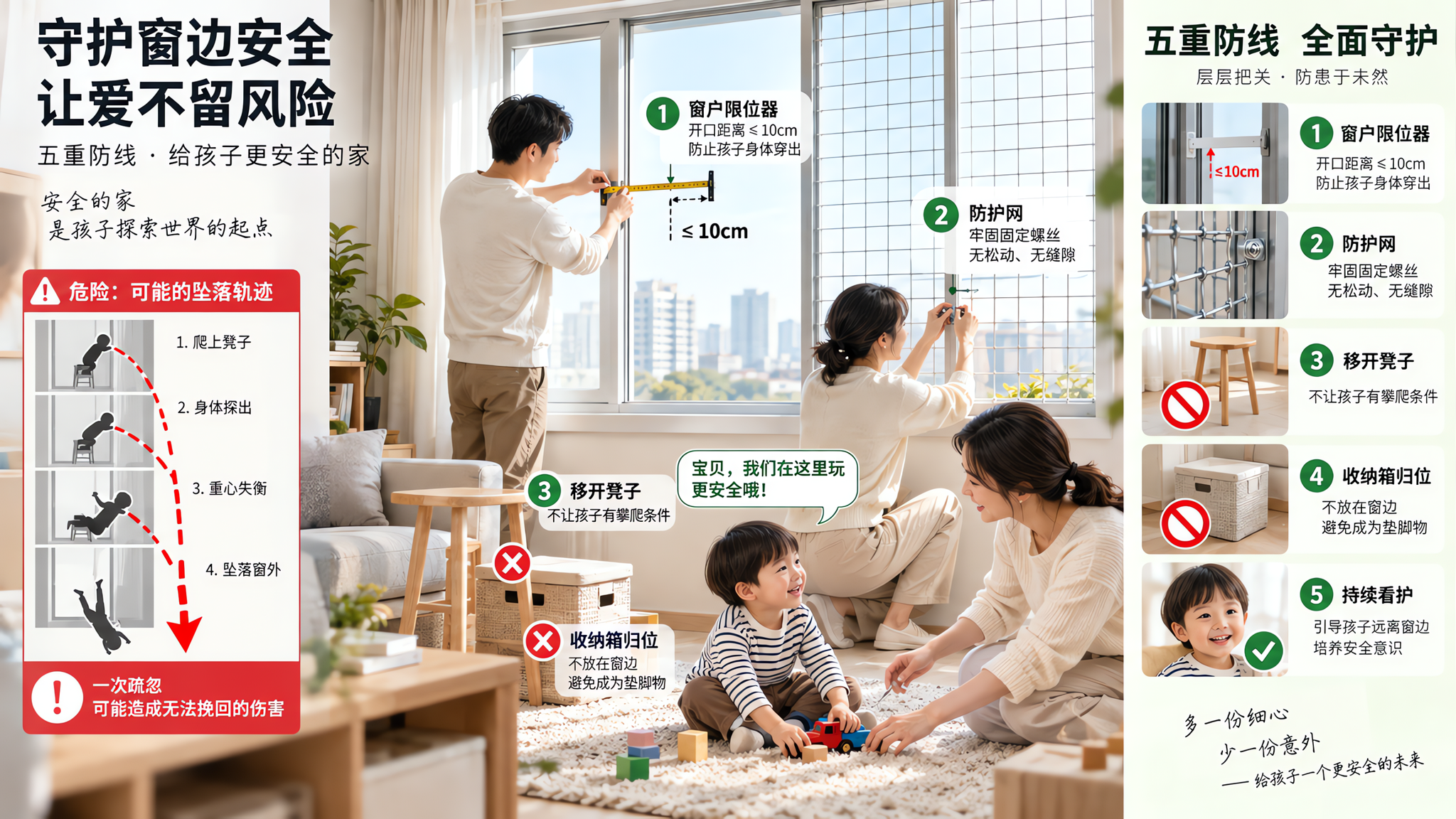 3-6岁孩子爬窗台：五重物理防御一次做对