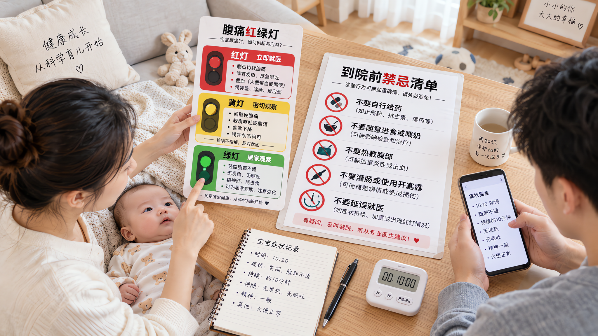 宝宝腹痛别急着喂奶：红绿灯分层+到院前禁忌