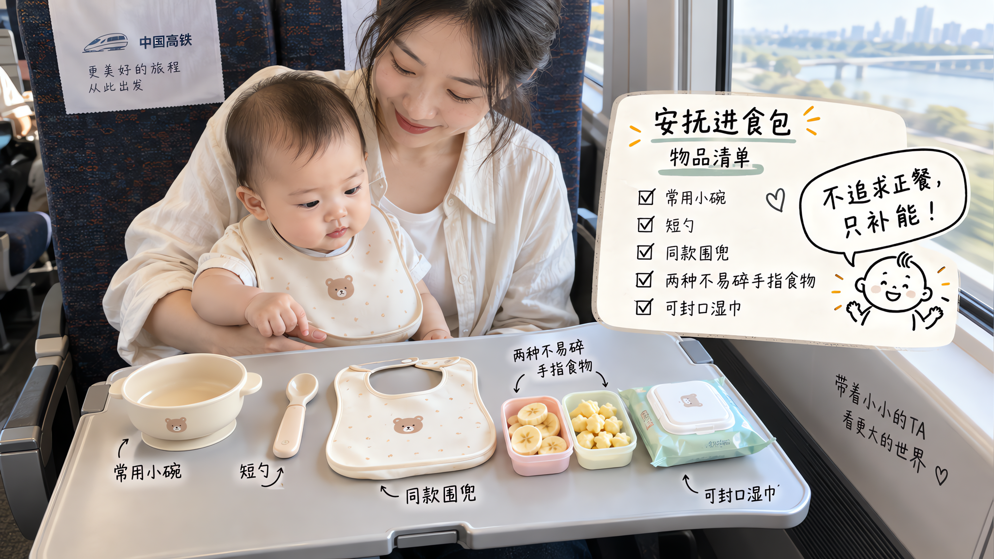 高铁上宝宝突然饿哭拒吃？安抚进食包三步稳住