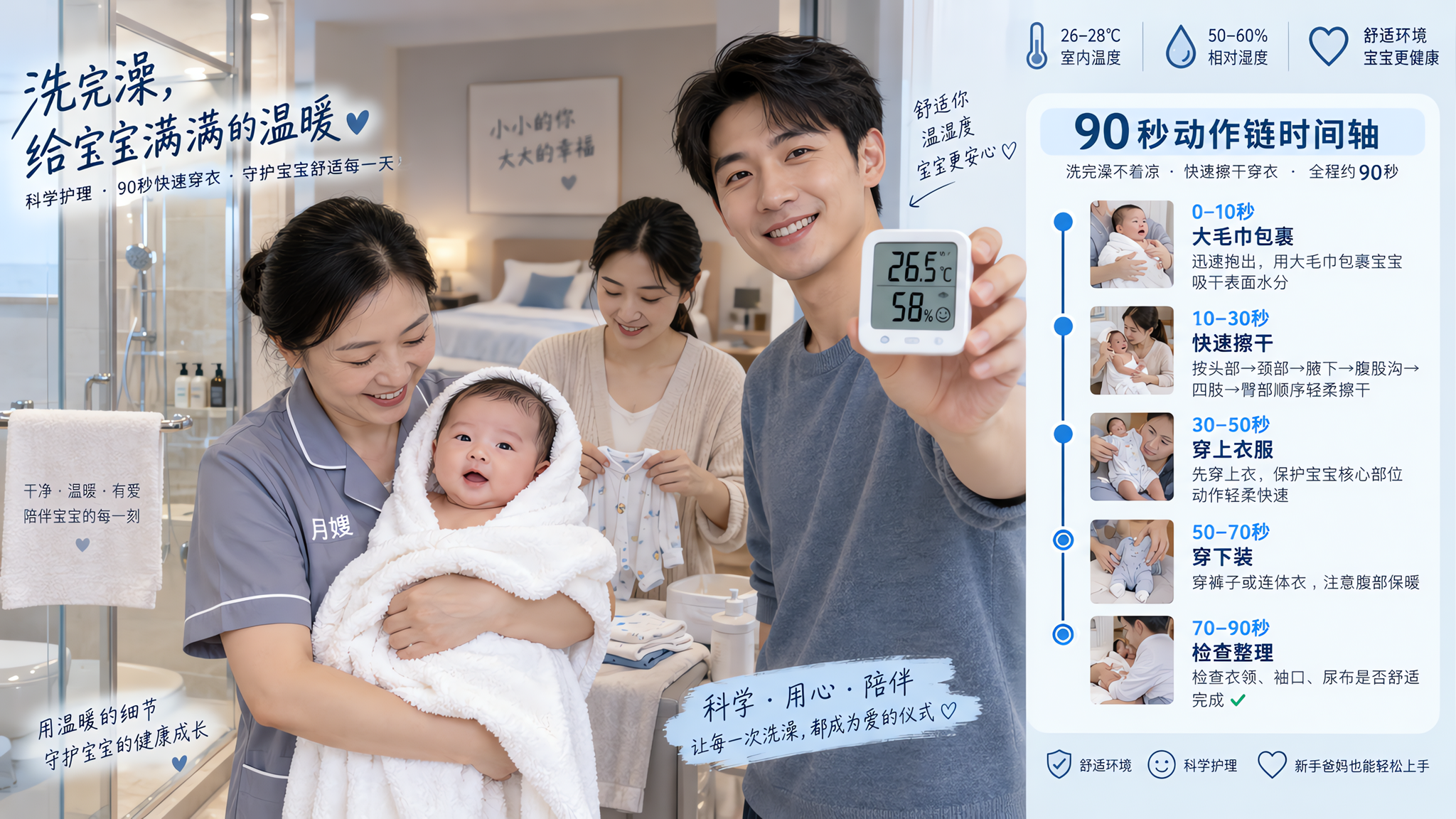 宝宝洗澡后打喷嚏别急着怪开窗：90秒动作链把责任说清