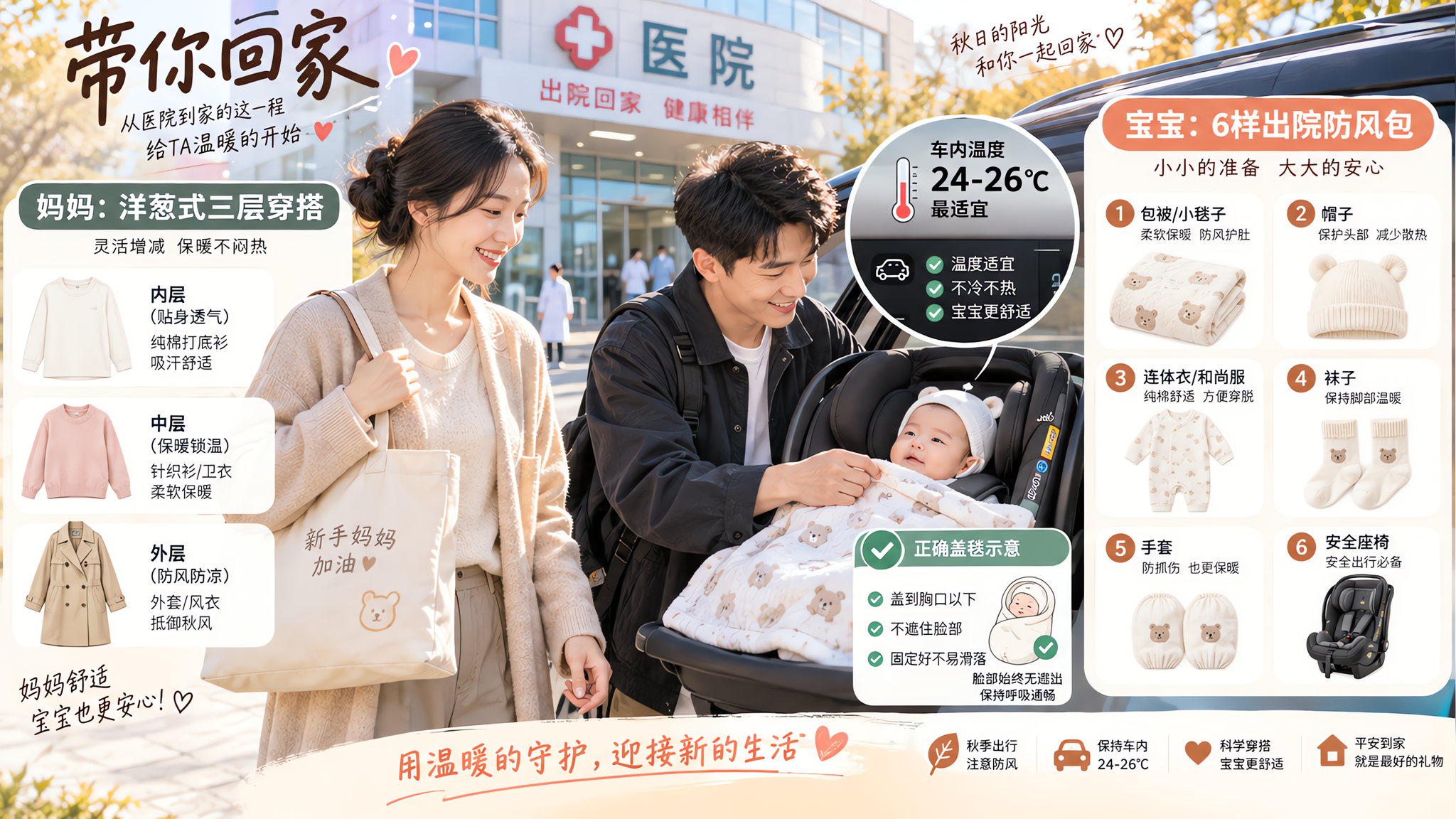 出院当天别带多：秋天防风保暖包6样就够