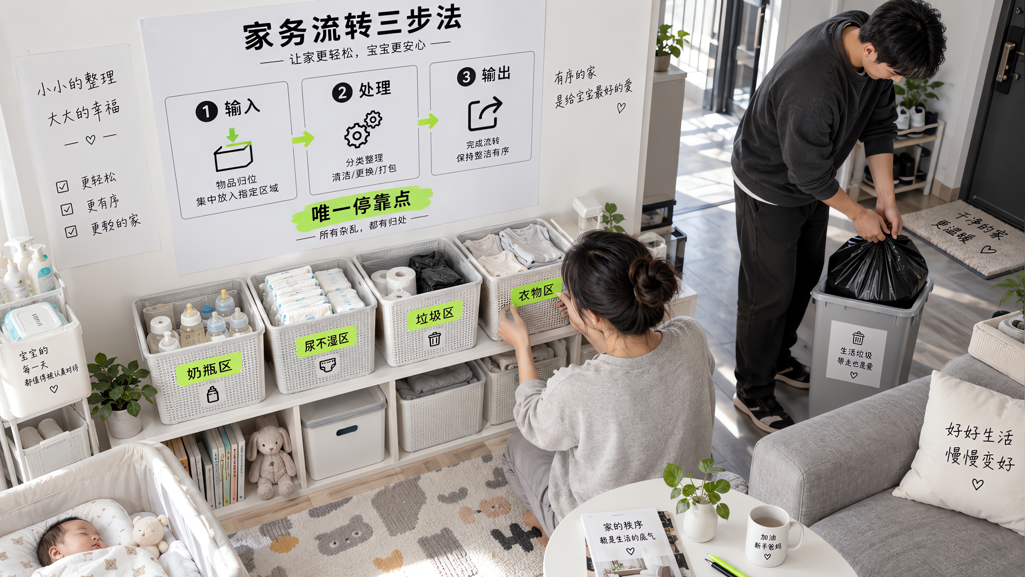 长辈撤离后家里总乱？用三段式流程图一天理顺