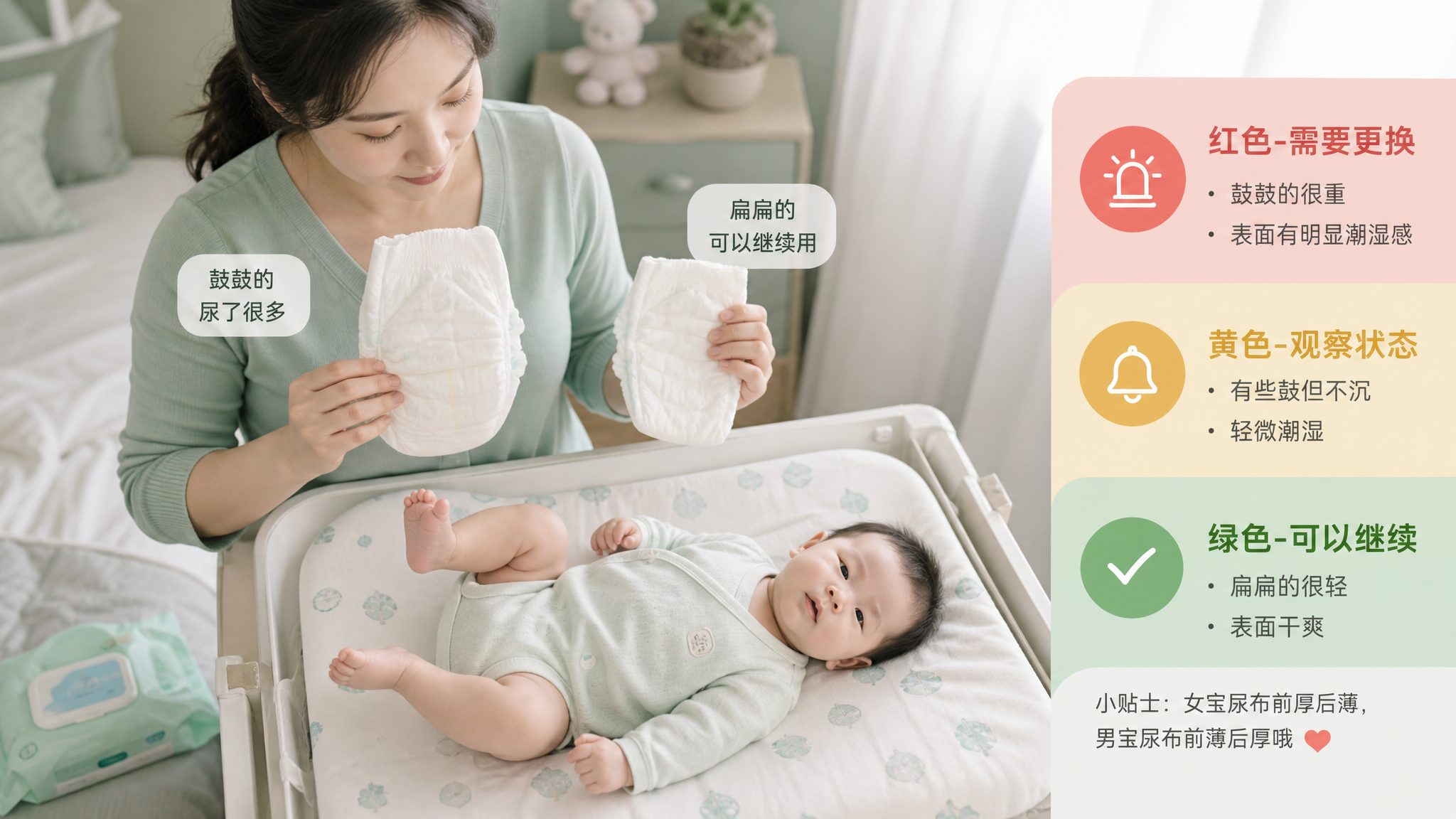 0-1岁腹泻别急着止泻 先用尿布看脱水红黄绿