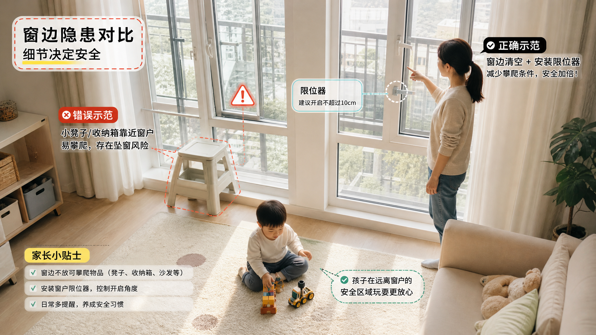 家里最危险的不是窗，是窗边那张“临时凳子”