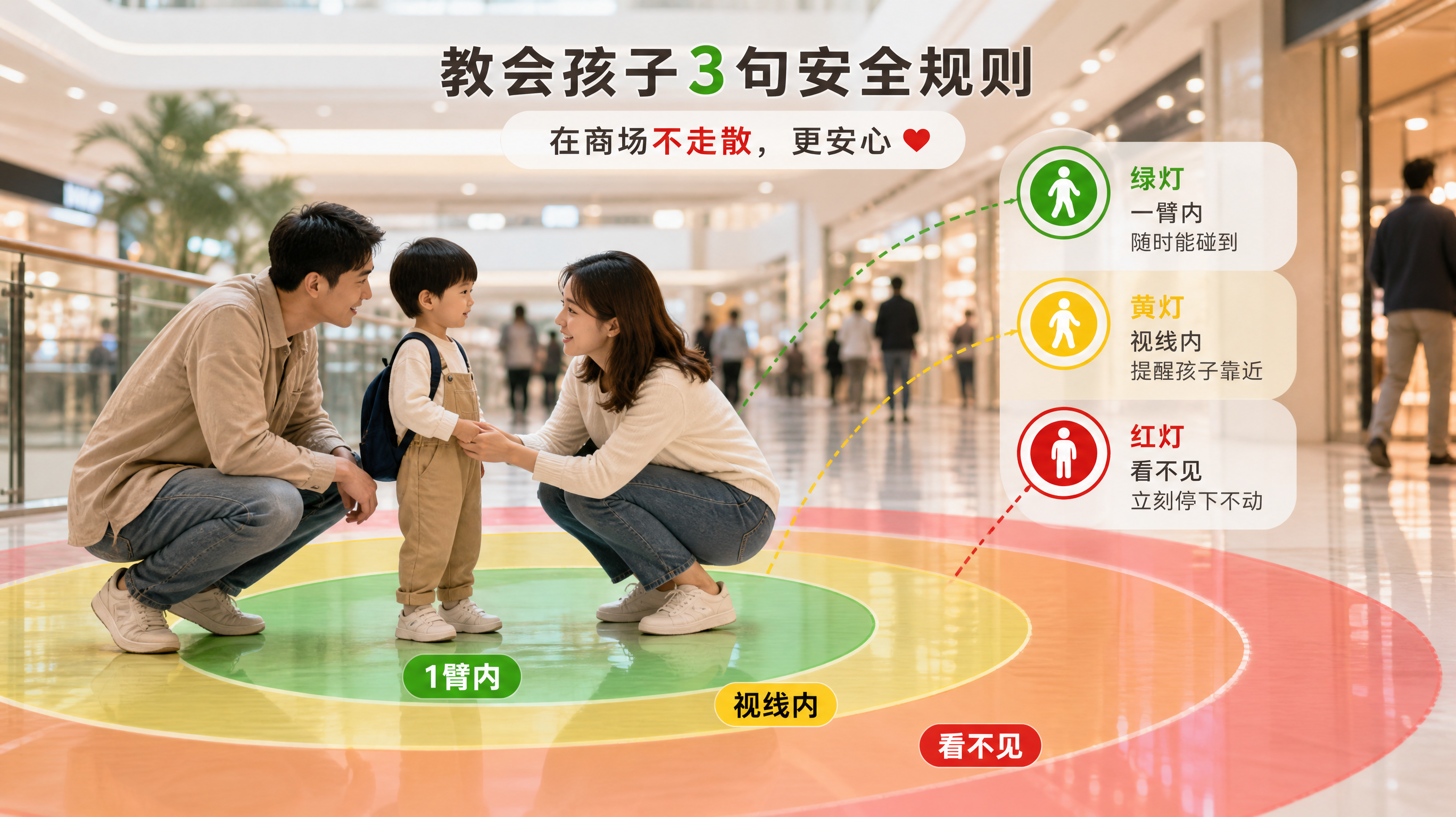 商场景区防走失：红绿灯距离法+安全坐标
