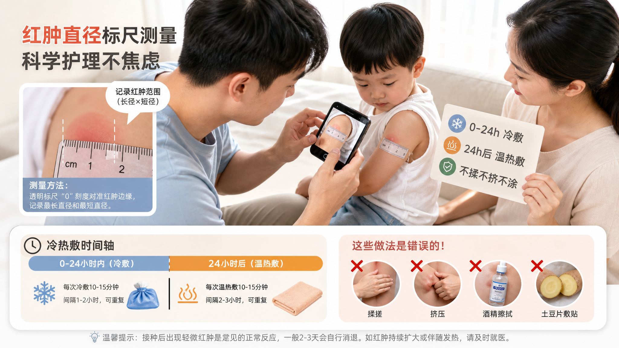 接种后红肿硬结别急着热敷 先按这张24小时SOP做