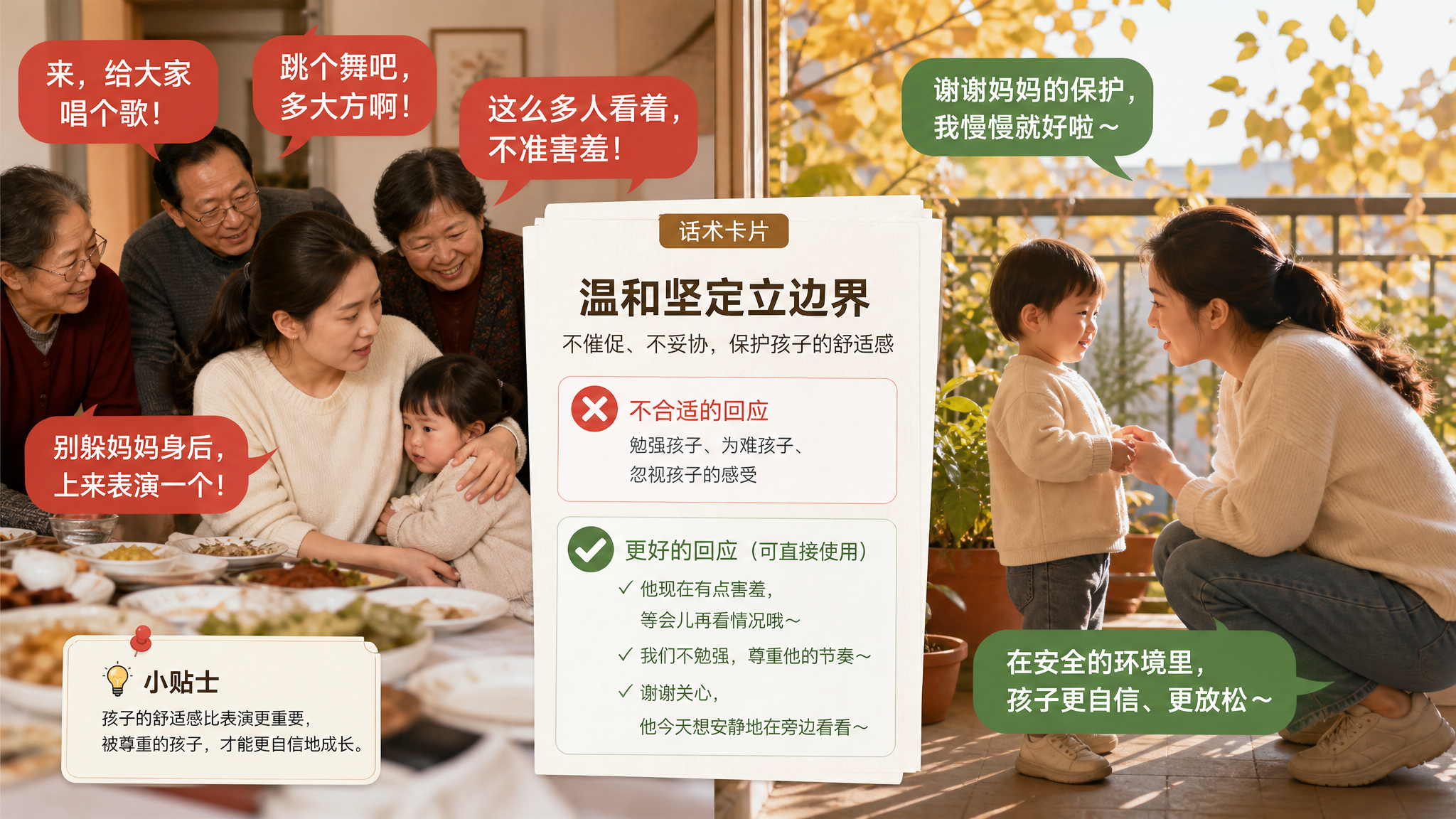 聚会逼娃背诗唱歌？3句软硬适中的边界话术